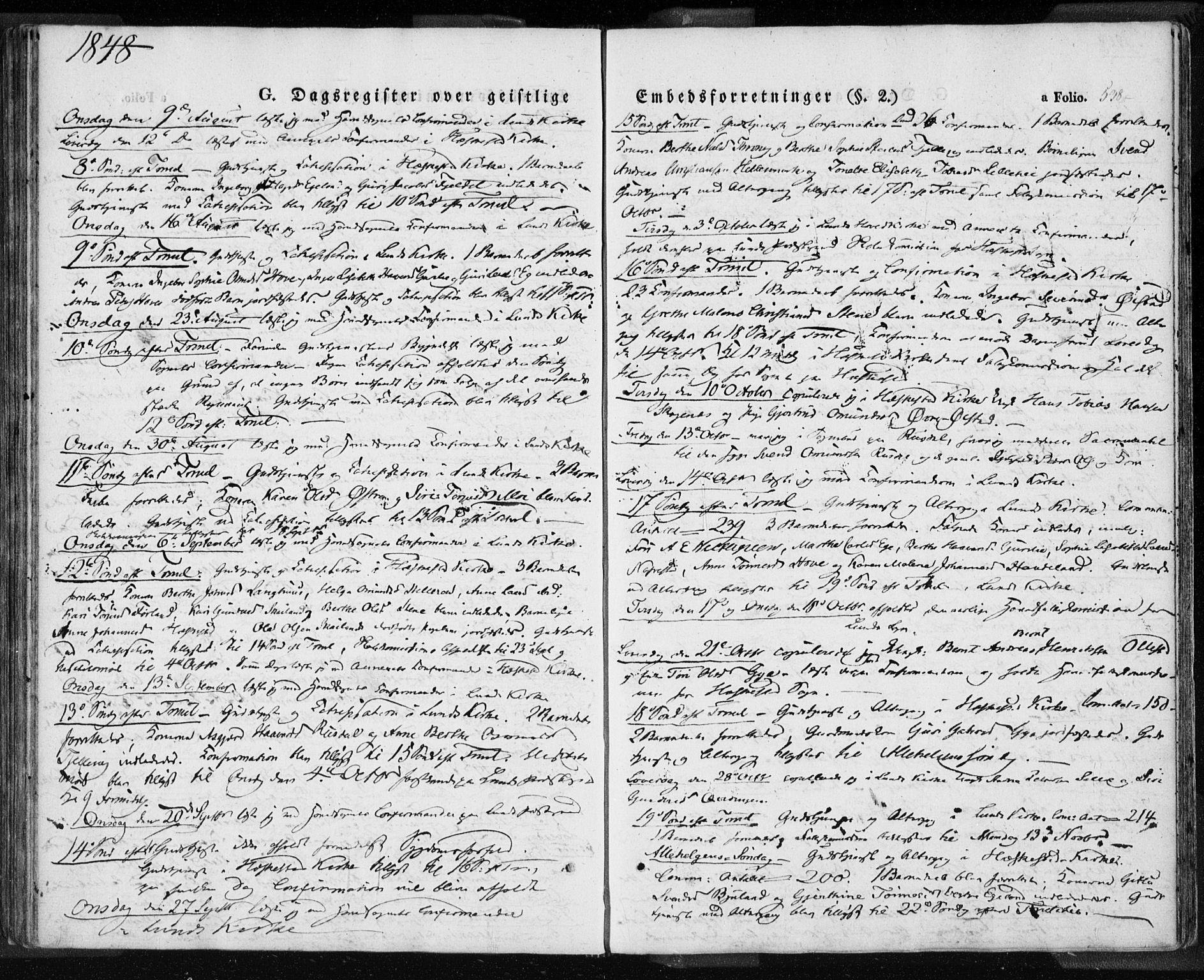 Lund sokneprestkontor, AV/SAST-A-101809/S06/L0008: Parish register (official) no. A 7.2, 1833-1854, p. 538