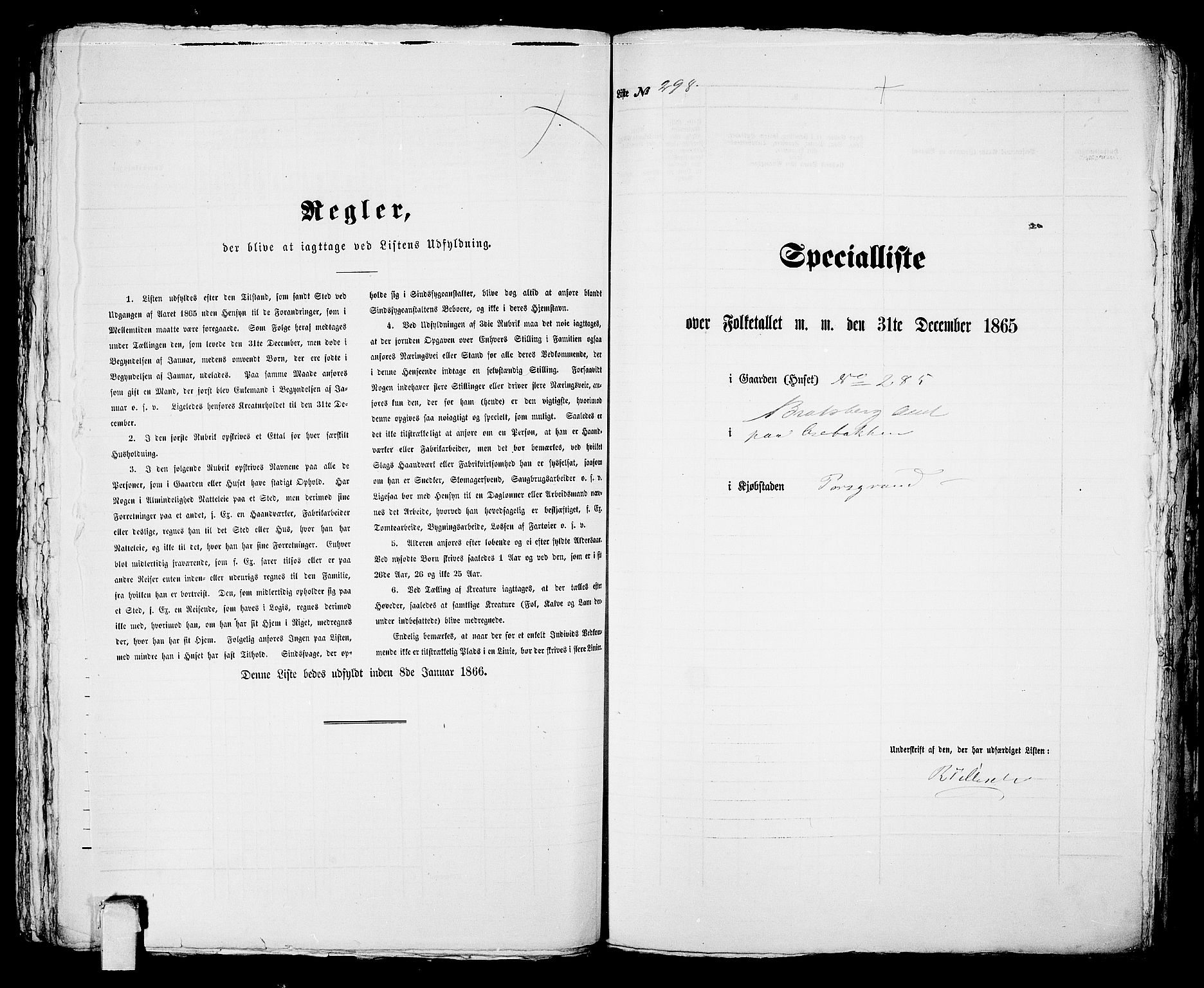 RA, 1865 census for Porsgrunn, 1865, p. 608