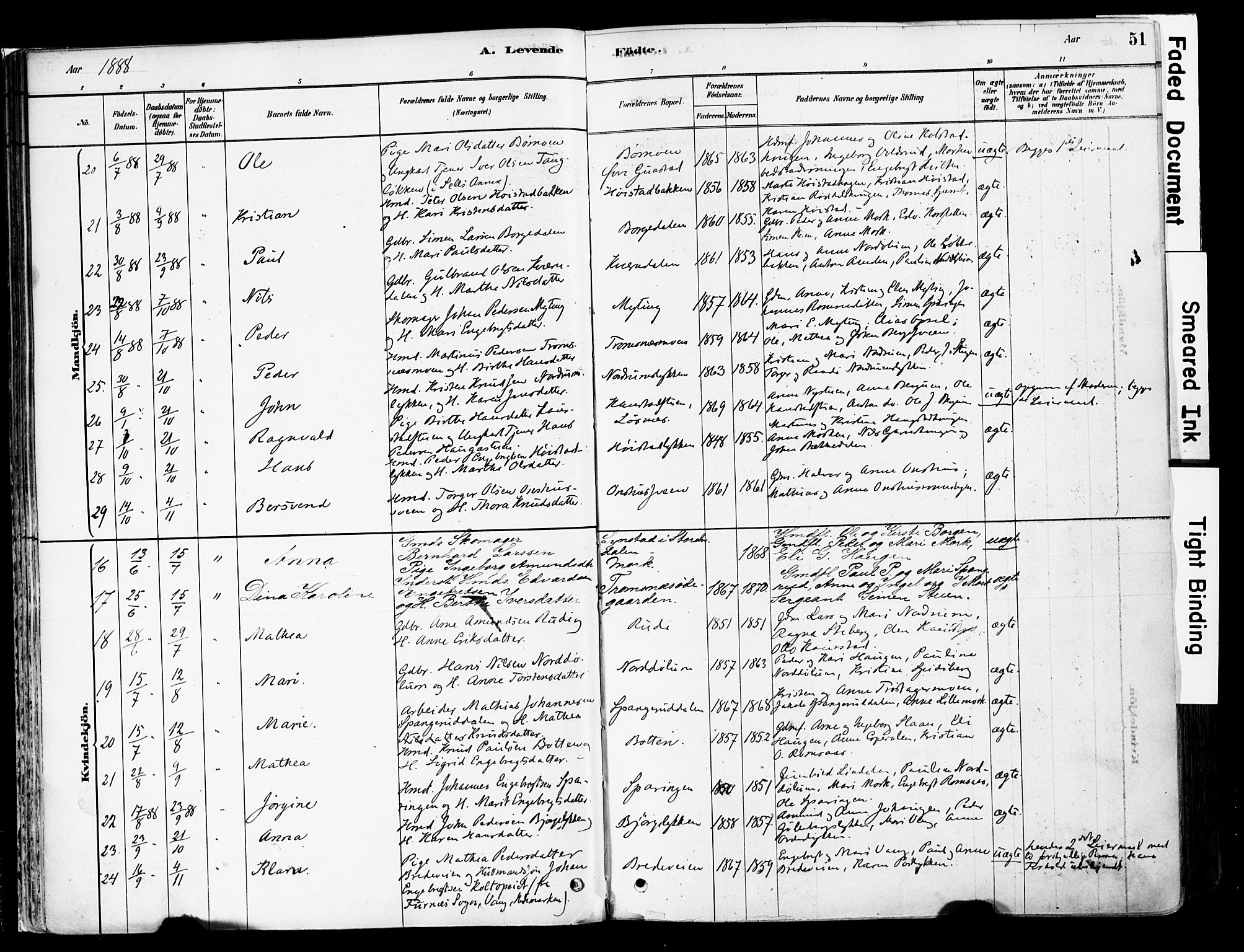 Ringebu prestekontor, AV/SAH-PREST-082/H/Ha/Haa/L0008: Parish register (official) no. 8, 1878-1898, p. 51