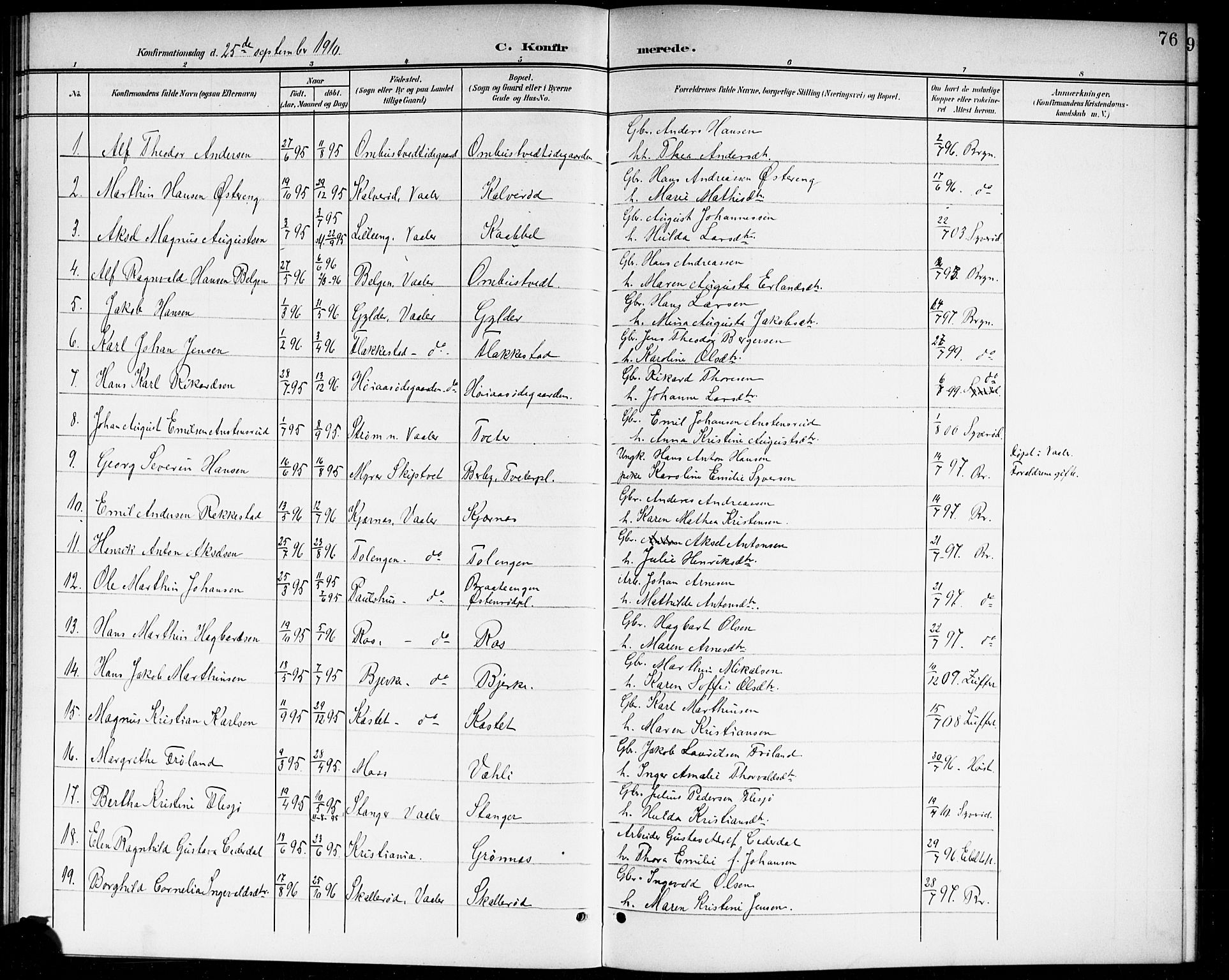 Våler prestekontor Kirkebøker, SAO/A-11083/G/Ga/L0004: Parish register (copy) no. I 4, 1901-1914, p. 76