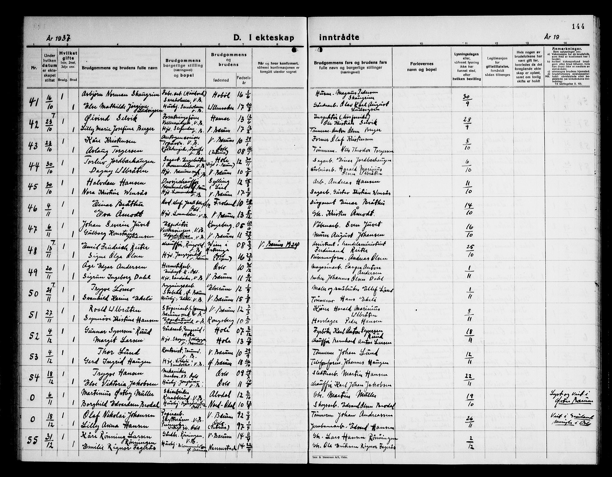 Vestre Bærum prestekontor Kirkebøker, AV/SAO-A-10209a/G/L0002: Parish register (copy) no. 2, 1931-1947, p. 144