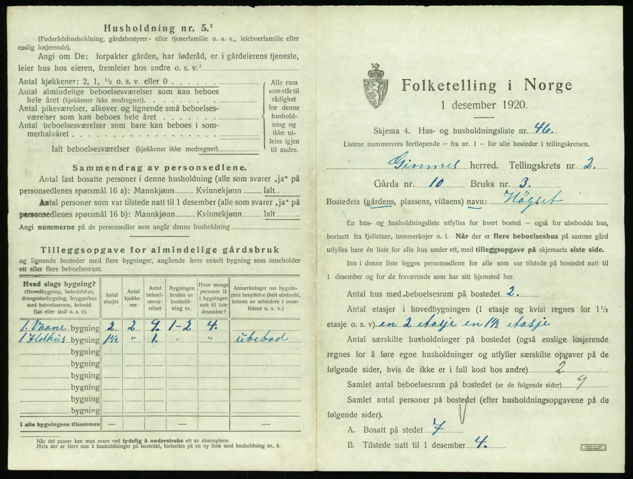 SAT, 1920 census for Gjemnes, 1920, p. 191