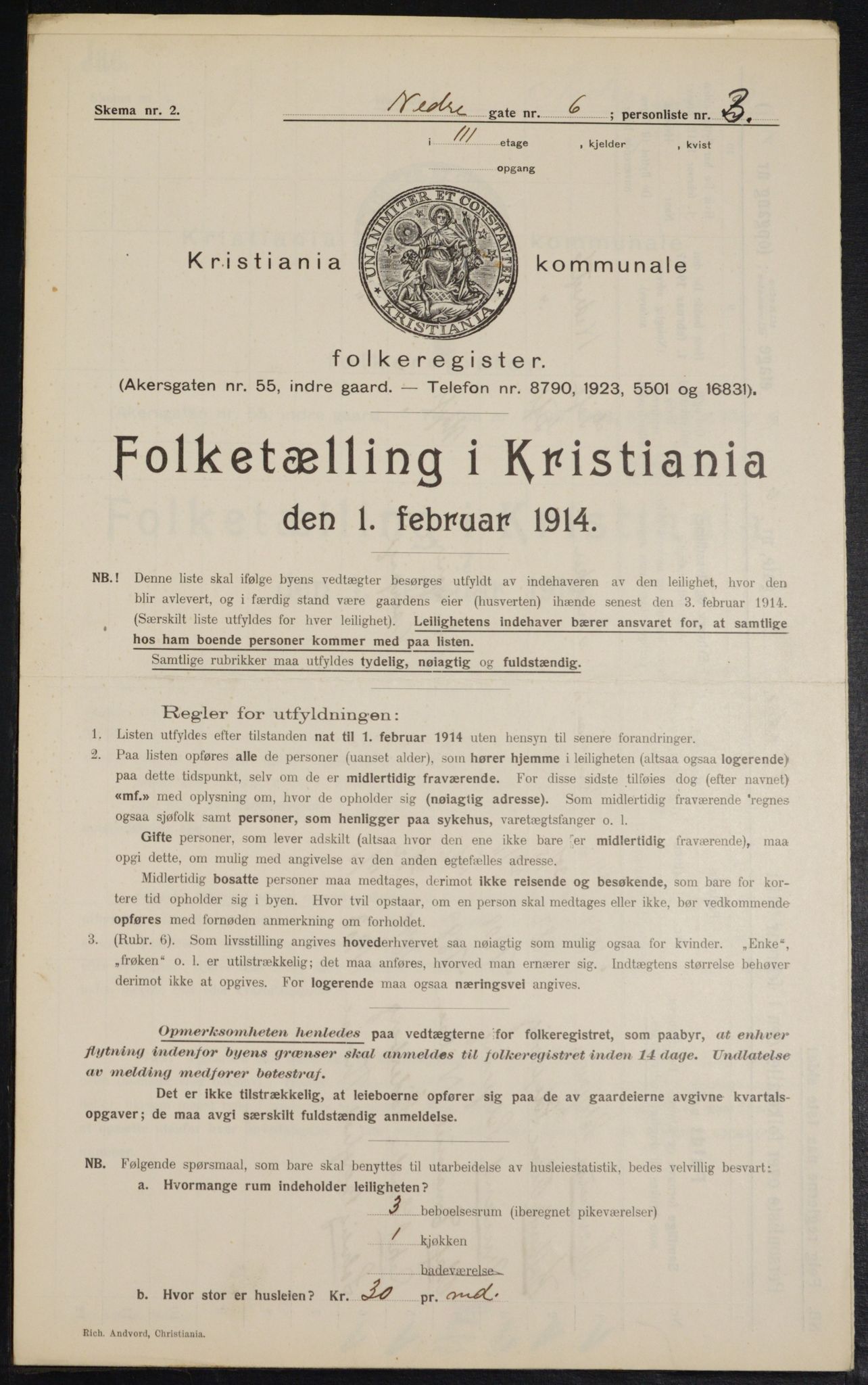 OBA, Municipal Census 1914 for Kristiania, 1914, p. 69174