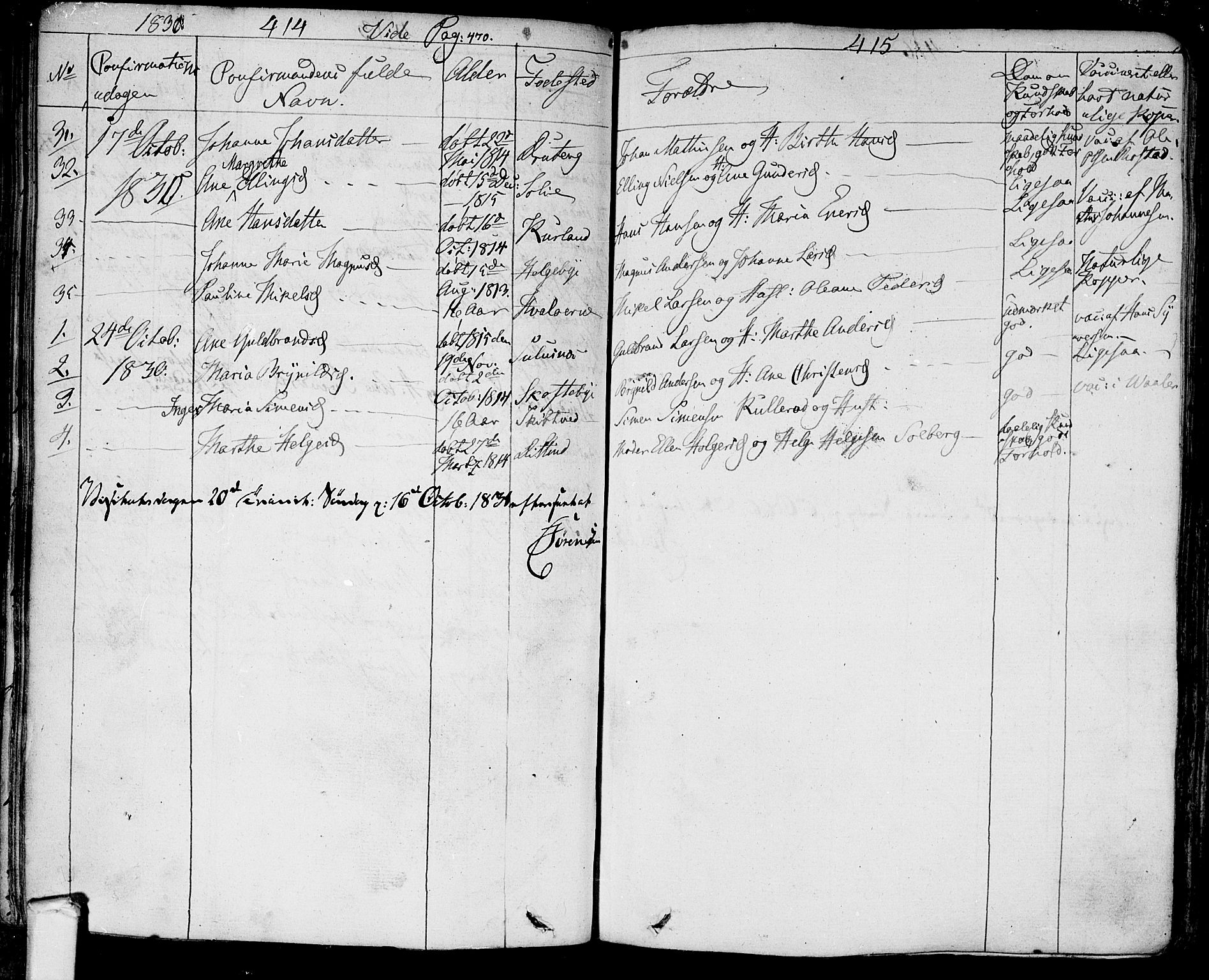 Tune prestekontor Kirkebøker, AV/SAO-A-2007/F/Fa/L0006: Parish register (official) no. 6, 1823-1831, p. 414-415