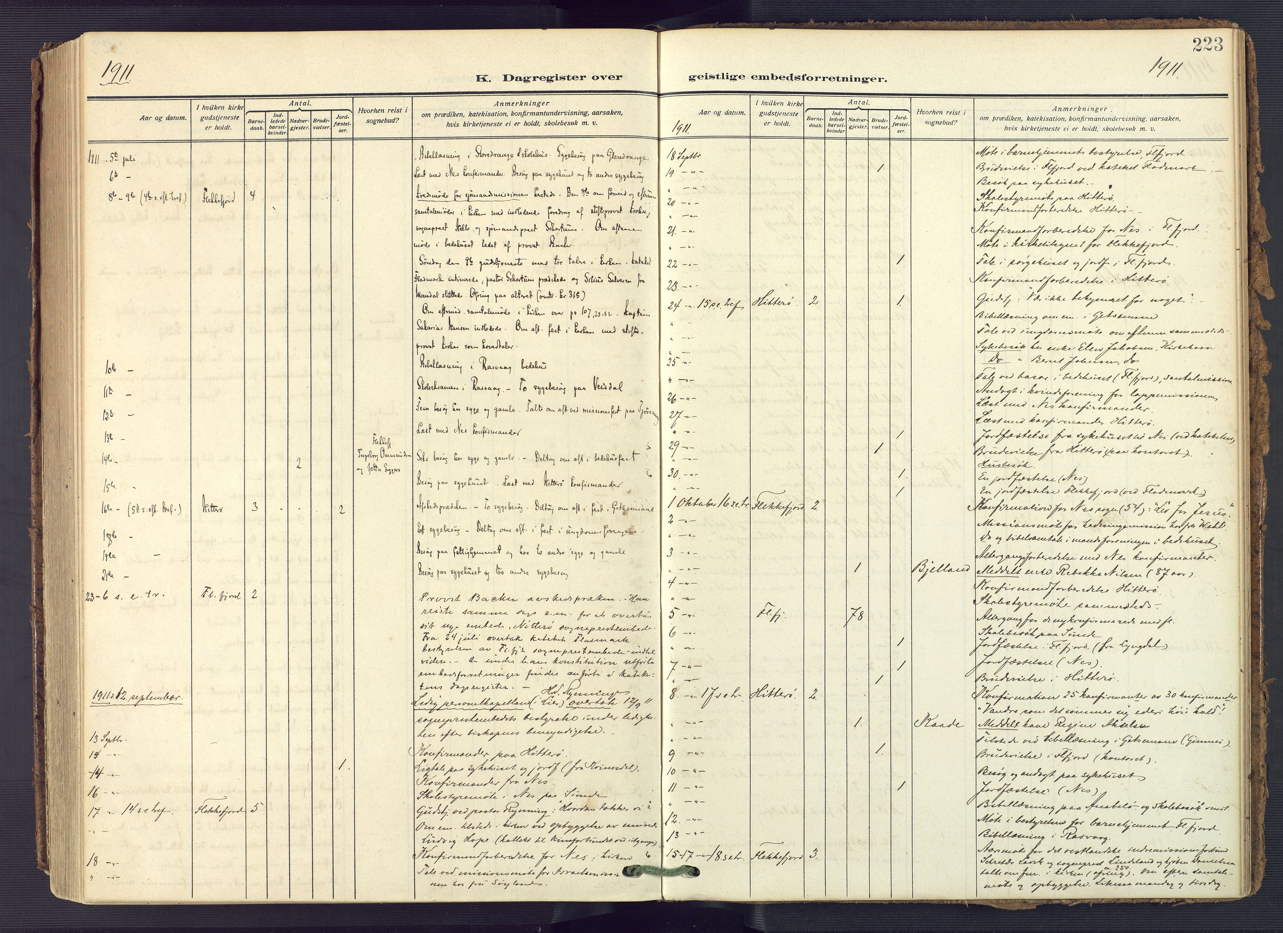 Flekkefjord sokneprestkontor, AV/SAK-1111-0012/F/Fa/Fac/L0010: Parish register (official) no. A 10, 1910-1927, p. 223