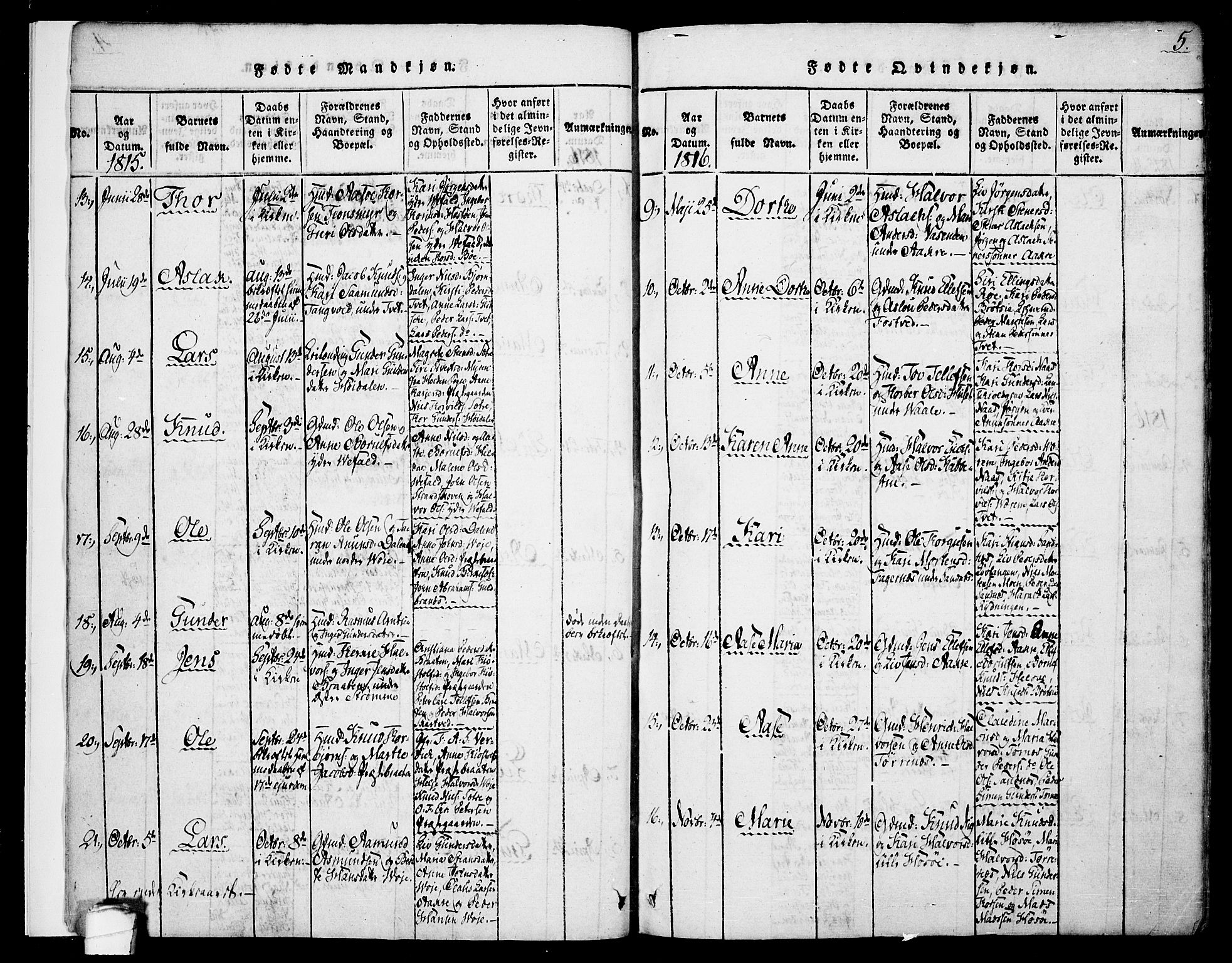 Drangedal kirkebøker, SAKO/A-258/F/Fa/L0005: Parish register (official) no. 5 /1, 1814-1831, p. 5