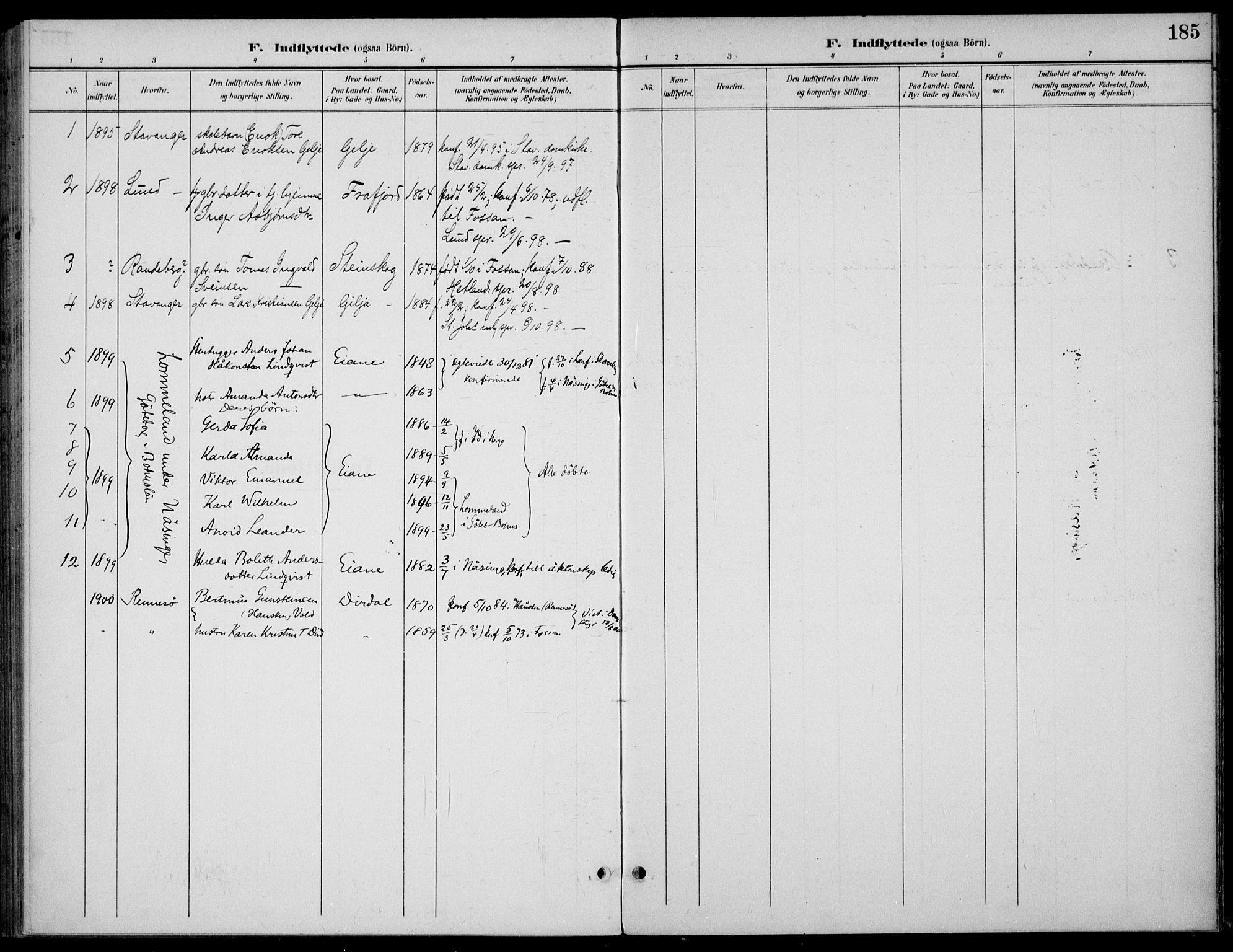 Høgsfjord sokneprestkontor, SAST/A-101624/H/Ha/Haa/L0007: Parish register (official) no. A 7, 1898-1917, p. 185