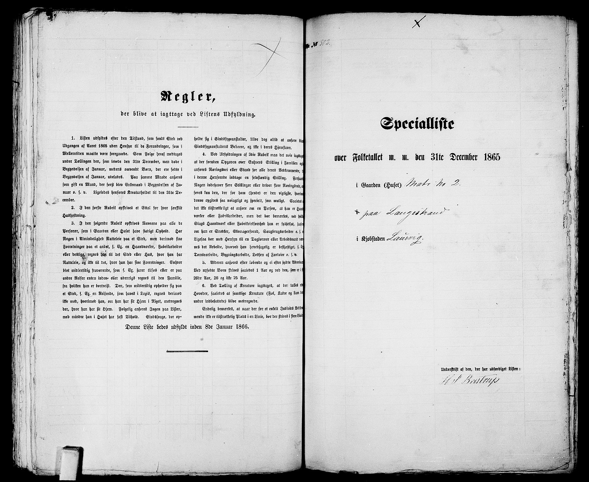 RA, 1865 census for Larvik, 1865, p. 1029