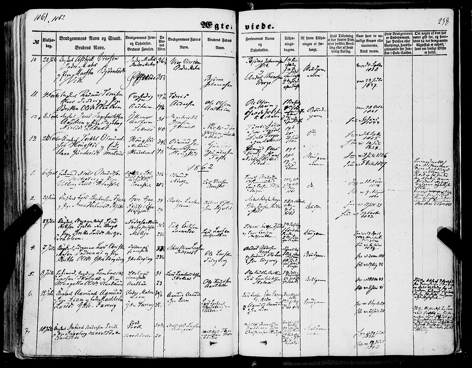 Skånevik sokneprestembete, AV/SAB-A-77801/H/Haa: Parish register (official) no. A 5I, 1848-1869, p. 238