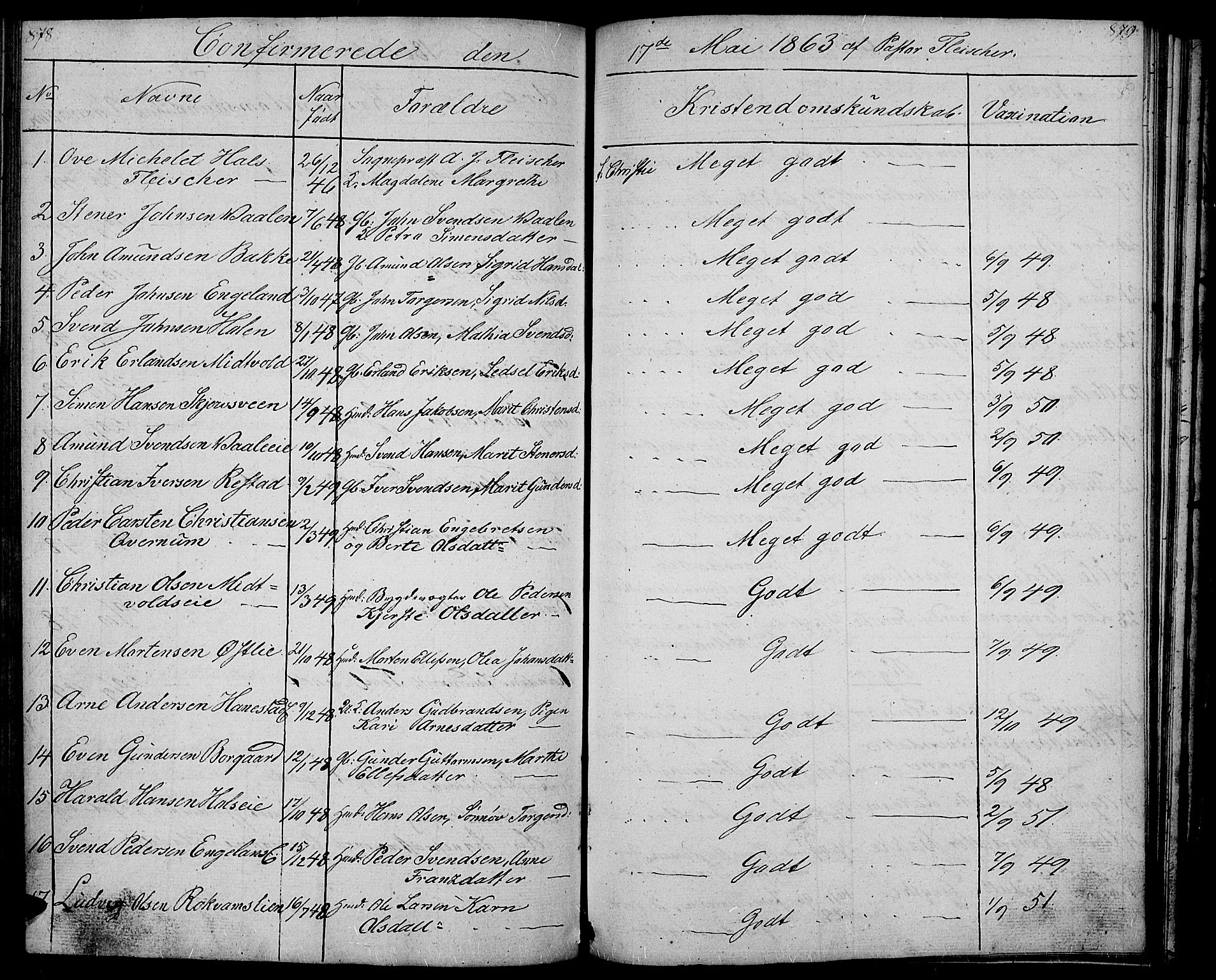 Gausdal prestekontor, SAH/PREST-090/H/Ha/Hab/L0004: Parish register (copy) no. 4, 1835-1870, p. 878-879