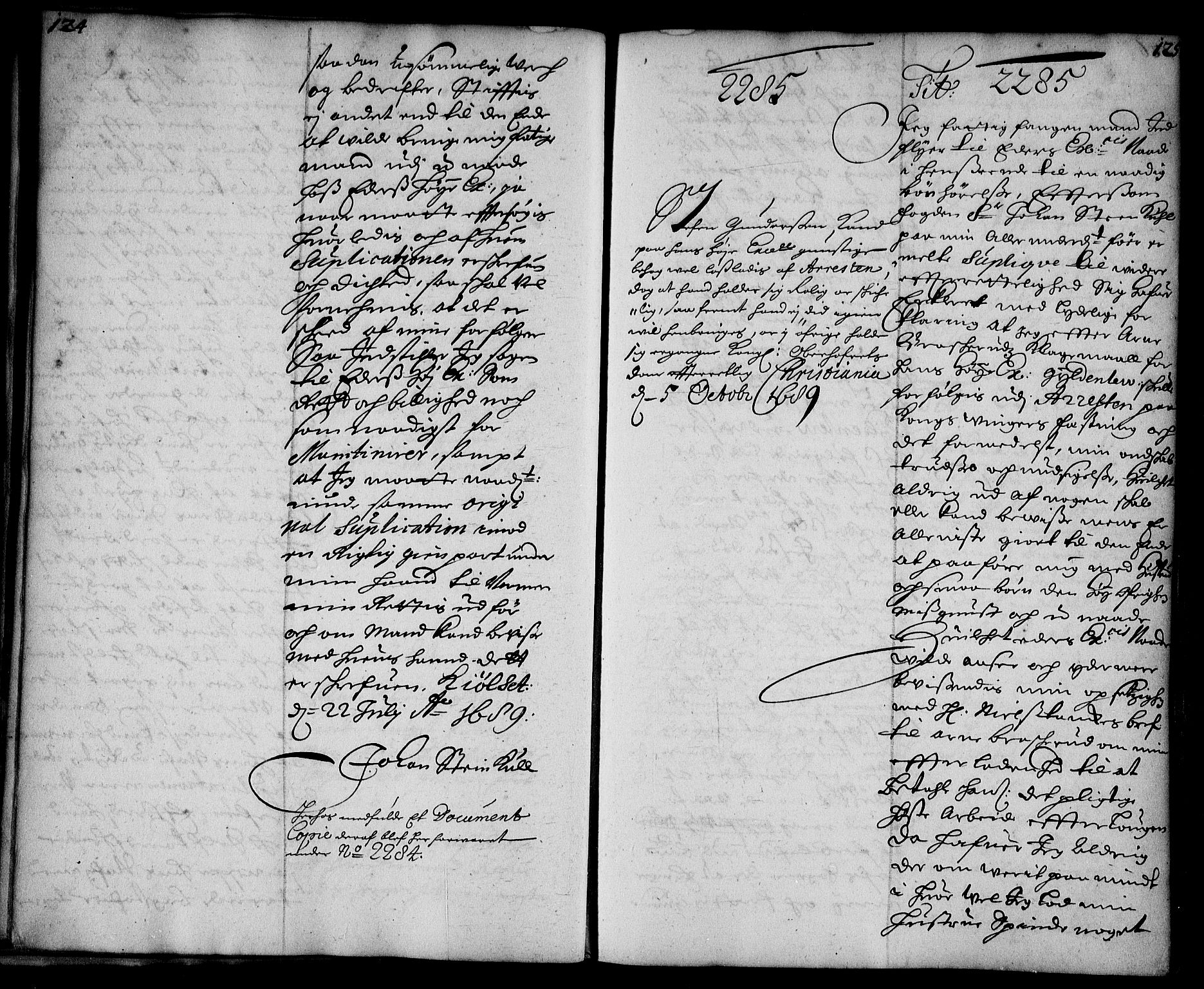 Stattholderembetet 1572-1771, AV/RA-EA-2870/Ae/L0007: Supplikasjons- og resolusjonsprotokoll, 1689-1691, p. 124-125