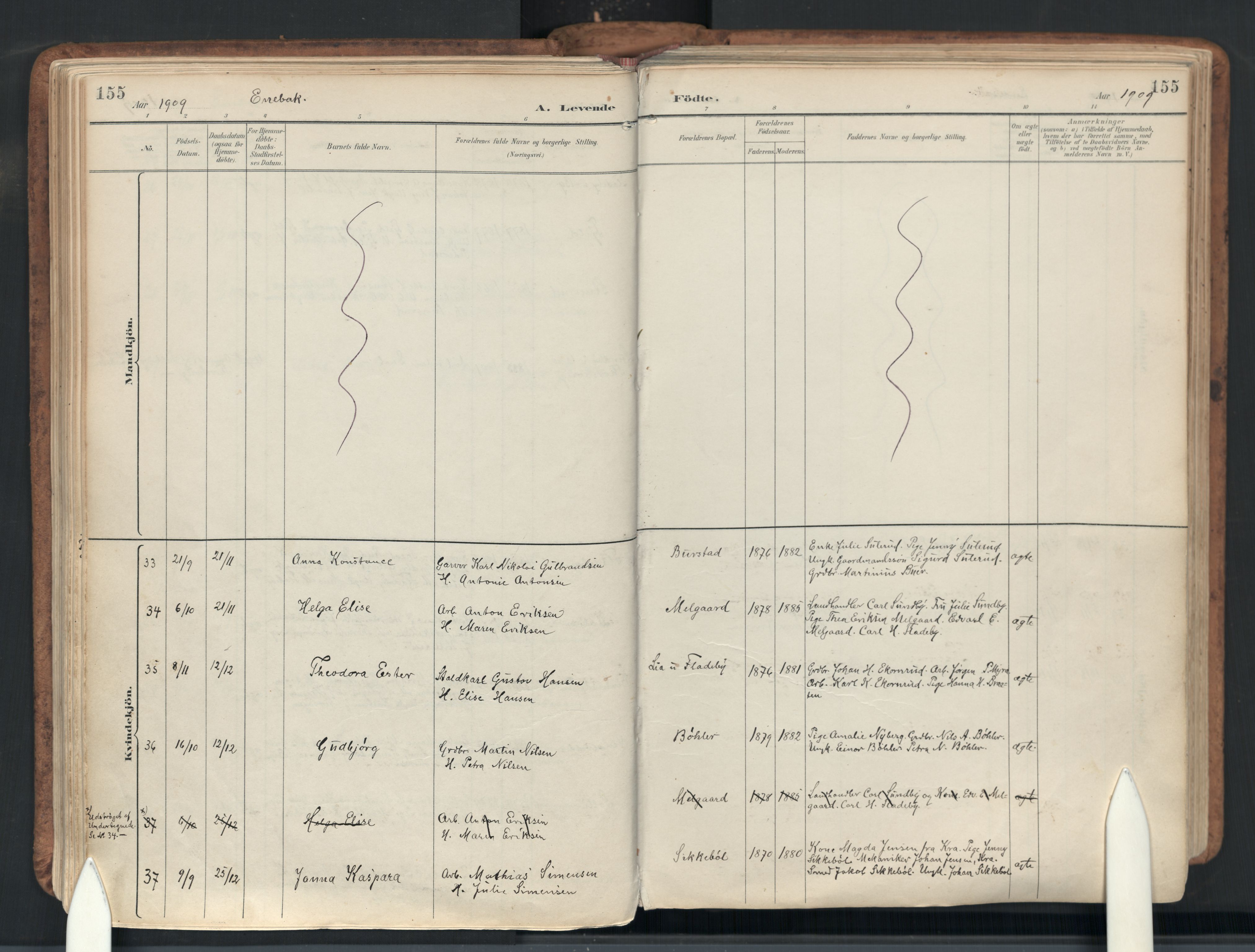 Enebakk prestekontor Kirkebøker, AV/SAO-A-10171c/F/Fb/L0002: Parish register (official) no. II 2, 1891-1959, p. 155