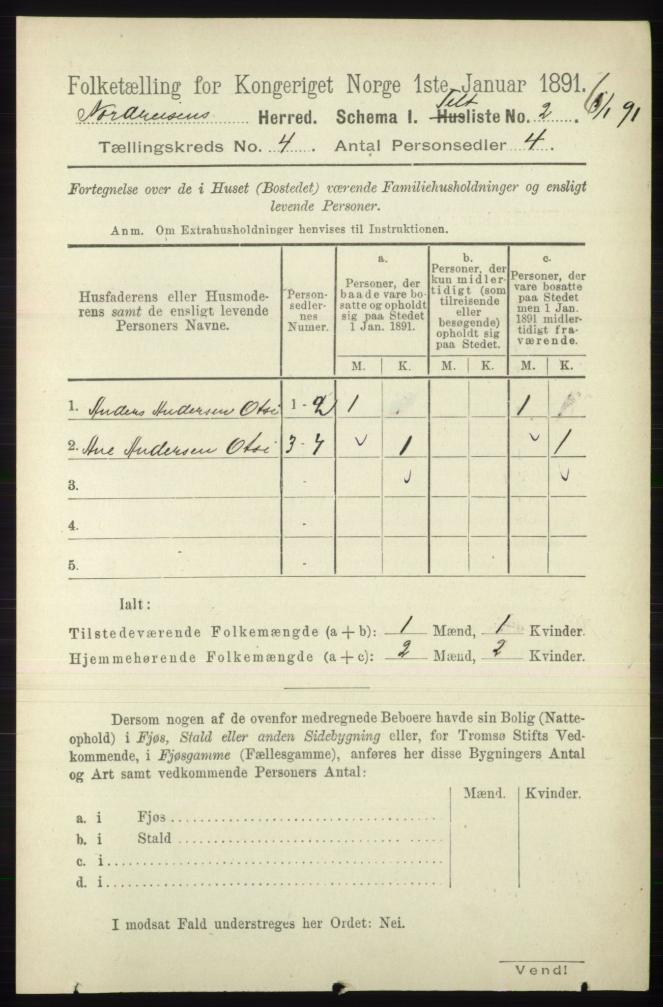 RA, 1891 census for 1942 Nordreisa, 1891, p. 1511