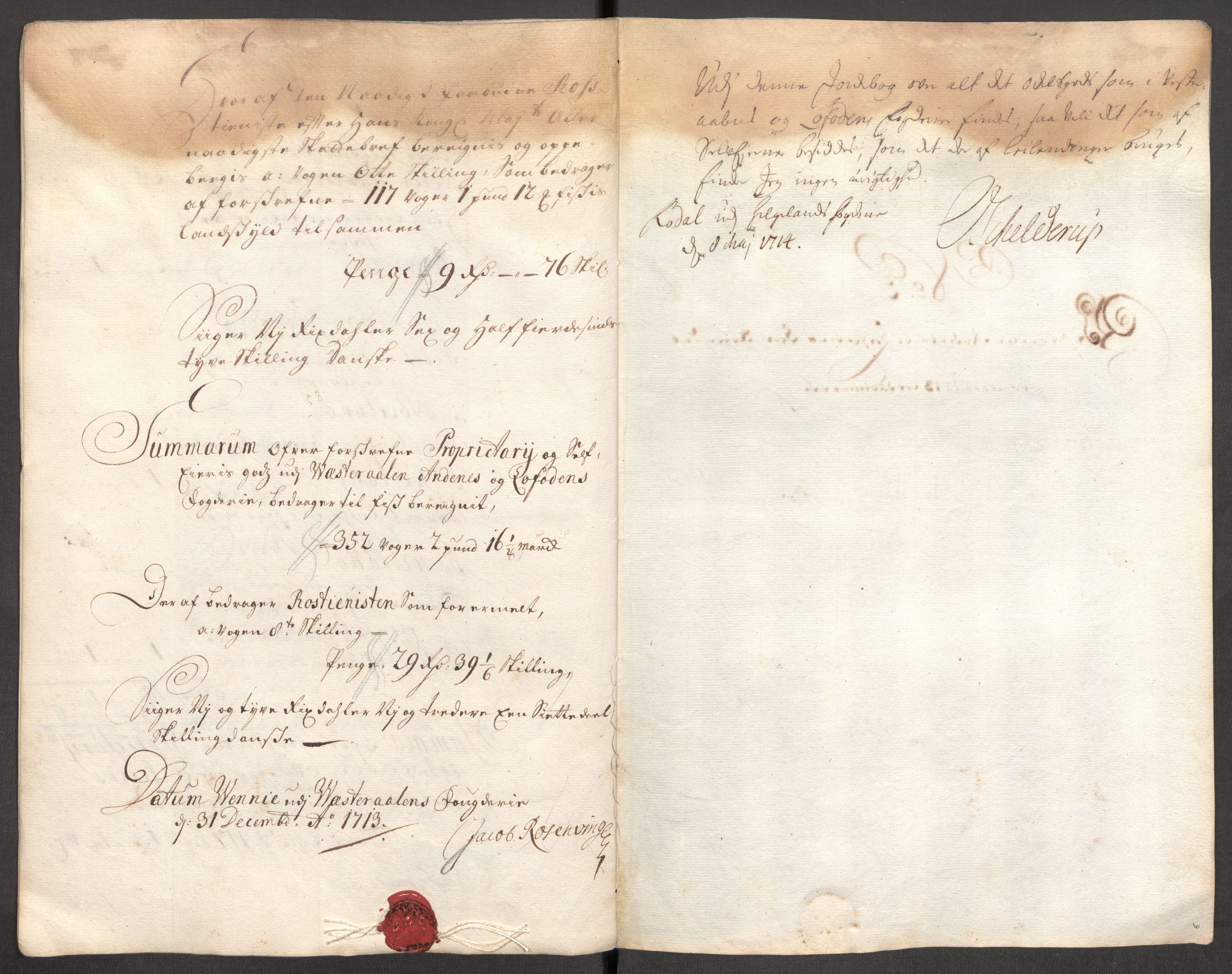 Rentekammeret inntil 1814, Reviderte regnskaper, Fogderegnskap, AV/RA-EA-4092/R67/L4679: Fogderegnskap Vesterålen, Andenes og Lofoten, 1711-1713, p. 127