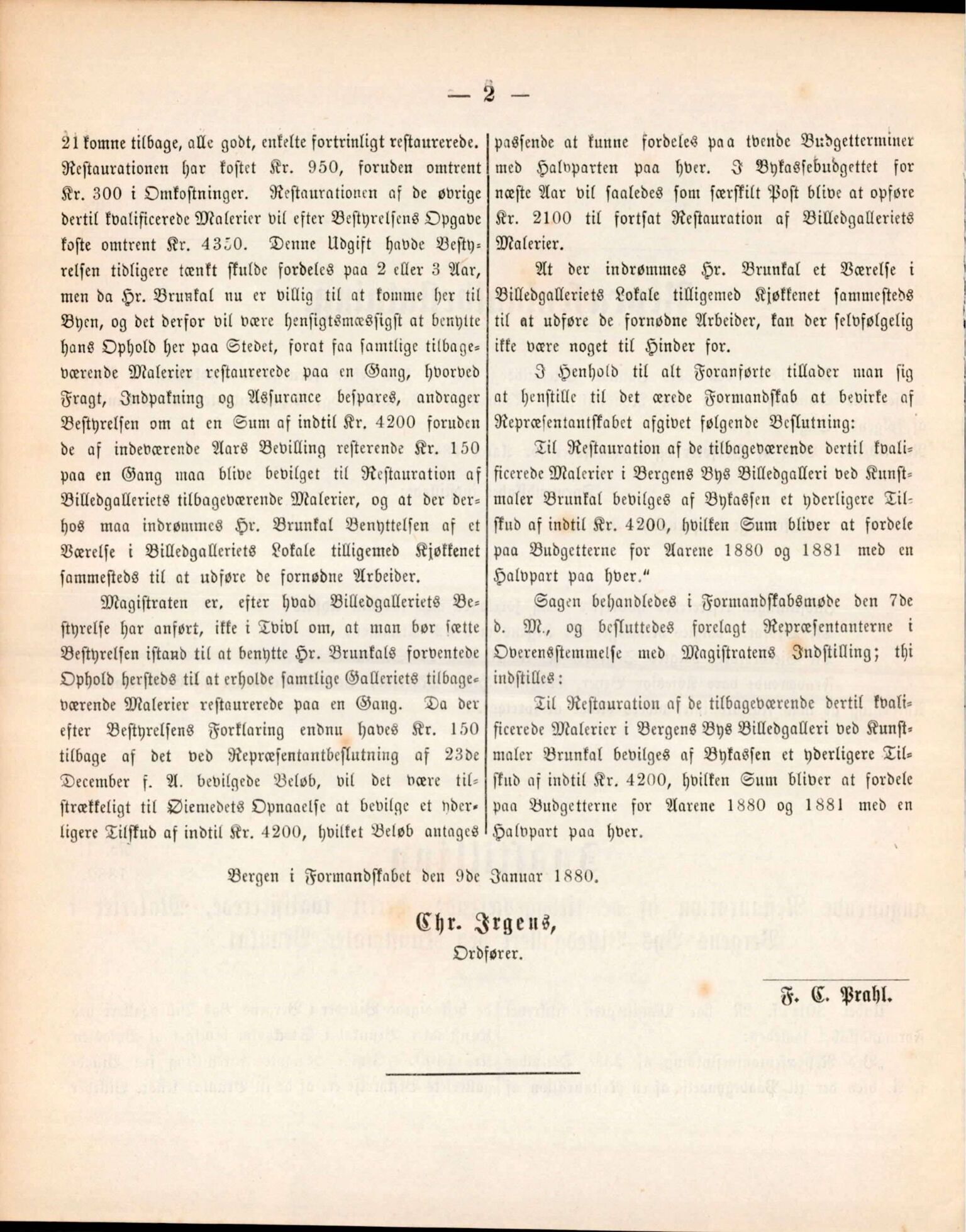 Bergen kommune. Formannskapet, BBA/A-0003/Ad/L0035: Bergens Kommuneforhandlinger, 1880