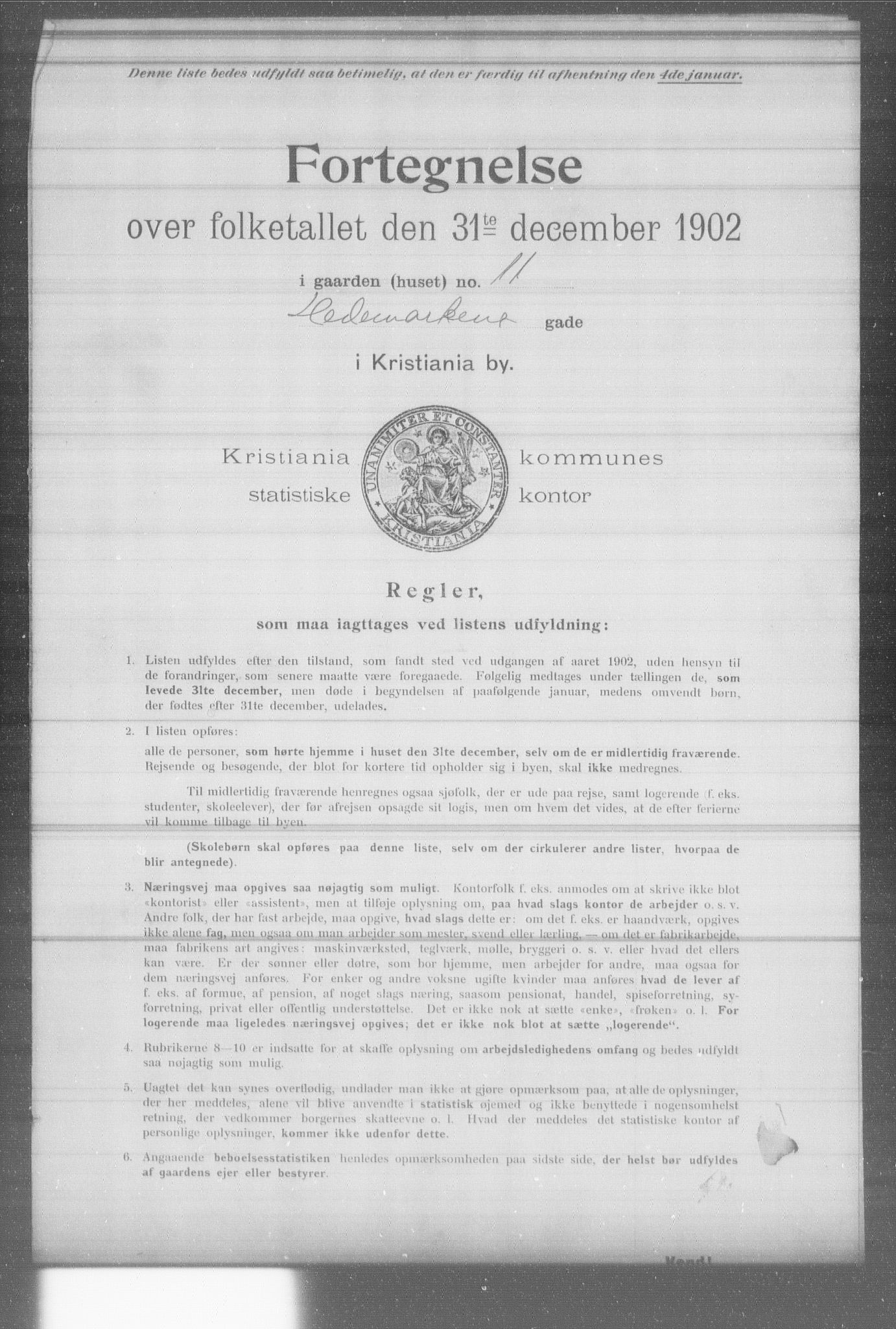 OBA, Municipal Census 1902 for Kristiania, 1902, p. 7030