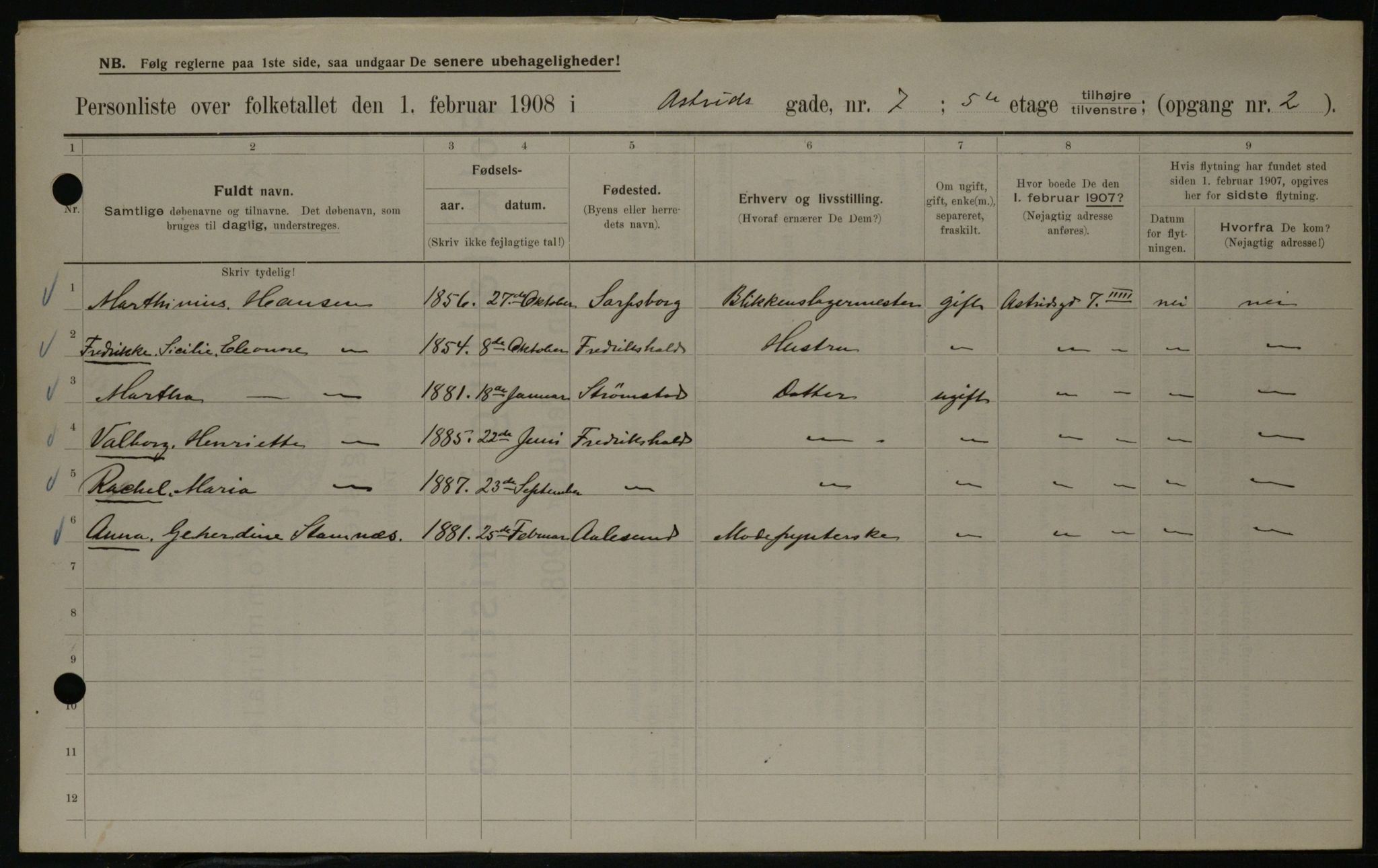 OBA, Municipal Census 1908 for Kristiania, 1908, p. 15953