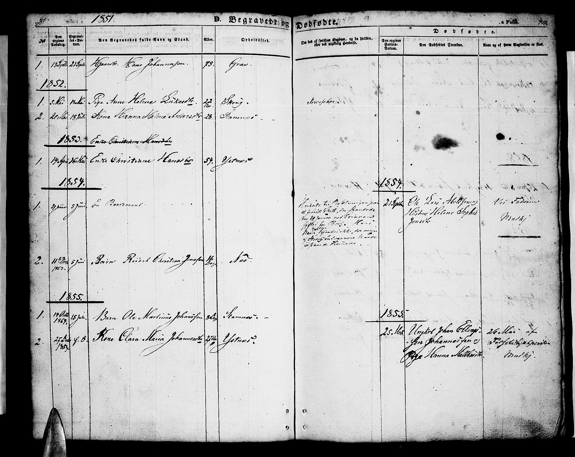 Ministerialprotokoller, klokkerbøker og fødselsregistre - Nordland, SAT/A-1459/808/L0130: Parish register (copy) no. 808C01, 1851-1878, p. 410-411