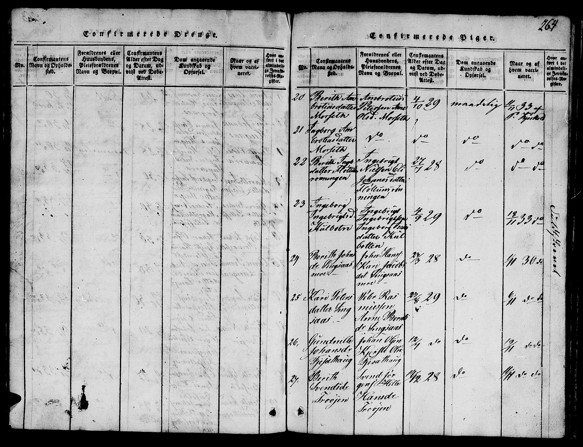 Ministerialprotokoller, klokkerbøker og fødselsregistre - Sør-Trøndelag, AV/SAT-A-1456/688/L1026: Parish register (copy) no. 688C01, 1817-1860, p. 264