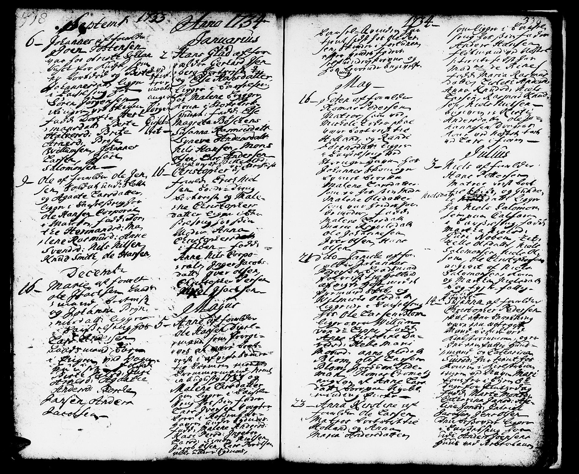 Domkirken sokneprestembete, AV/SAB-A-74801/H/Haa/L0002: Parish register (official) no. A 2, 1733-1750, p. 338-339