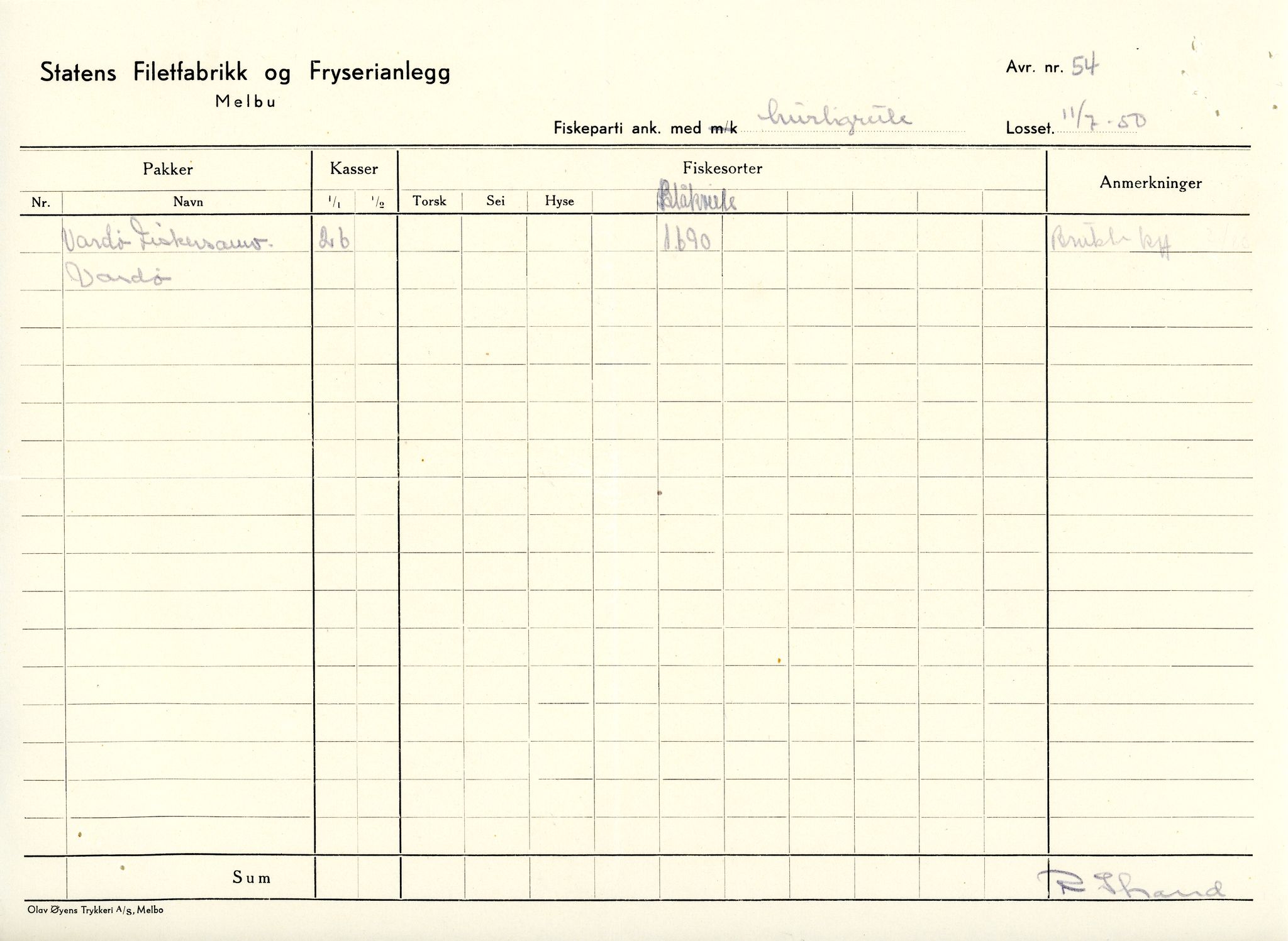 Vardø Fiskersamvirkelag, VAMU/A-0037/D/Da/L0006: Korrespondanse Re-St, 1947-1951