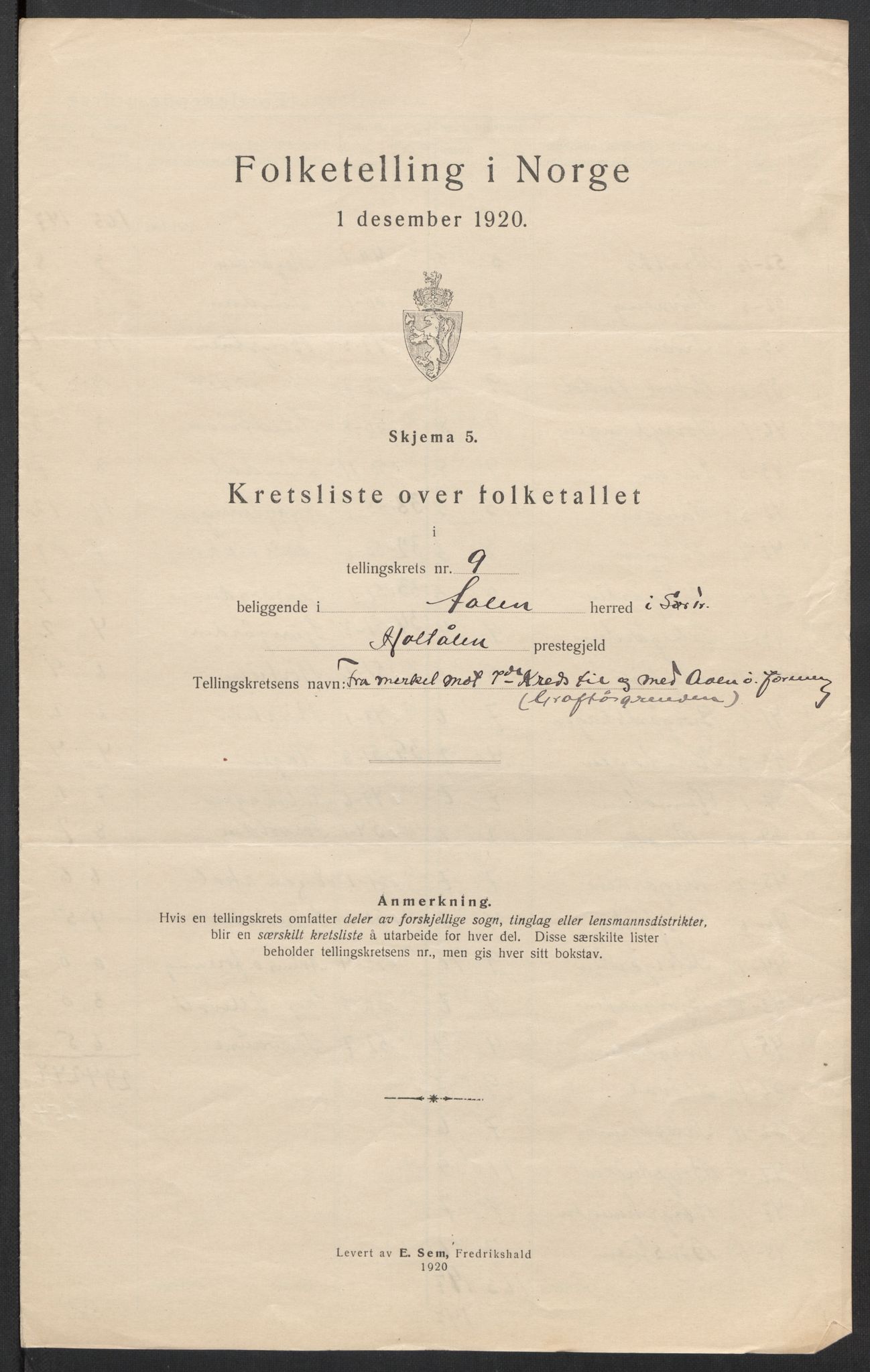 SAT, 1920 census for Ålen, 1920, p. 30