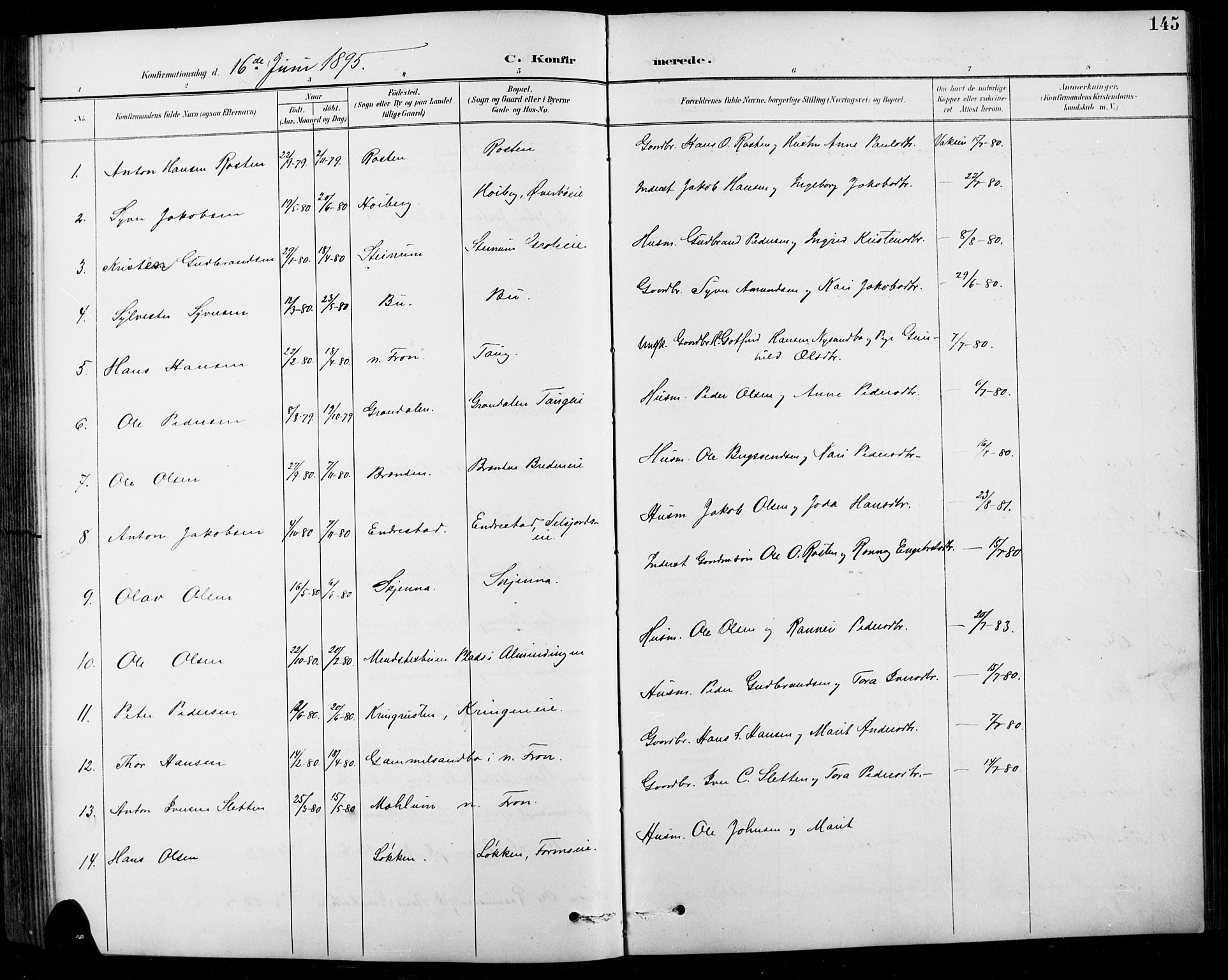 Sel prestekontor, SAH/PREST-074/H/Ha/Hab/L0001: Parish register (copy) no. 1, 1894-1923, p. 145