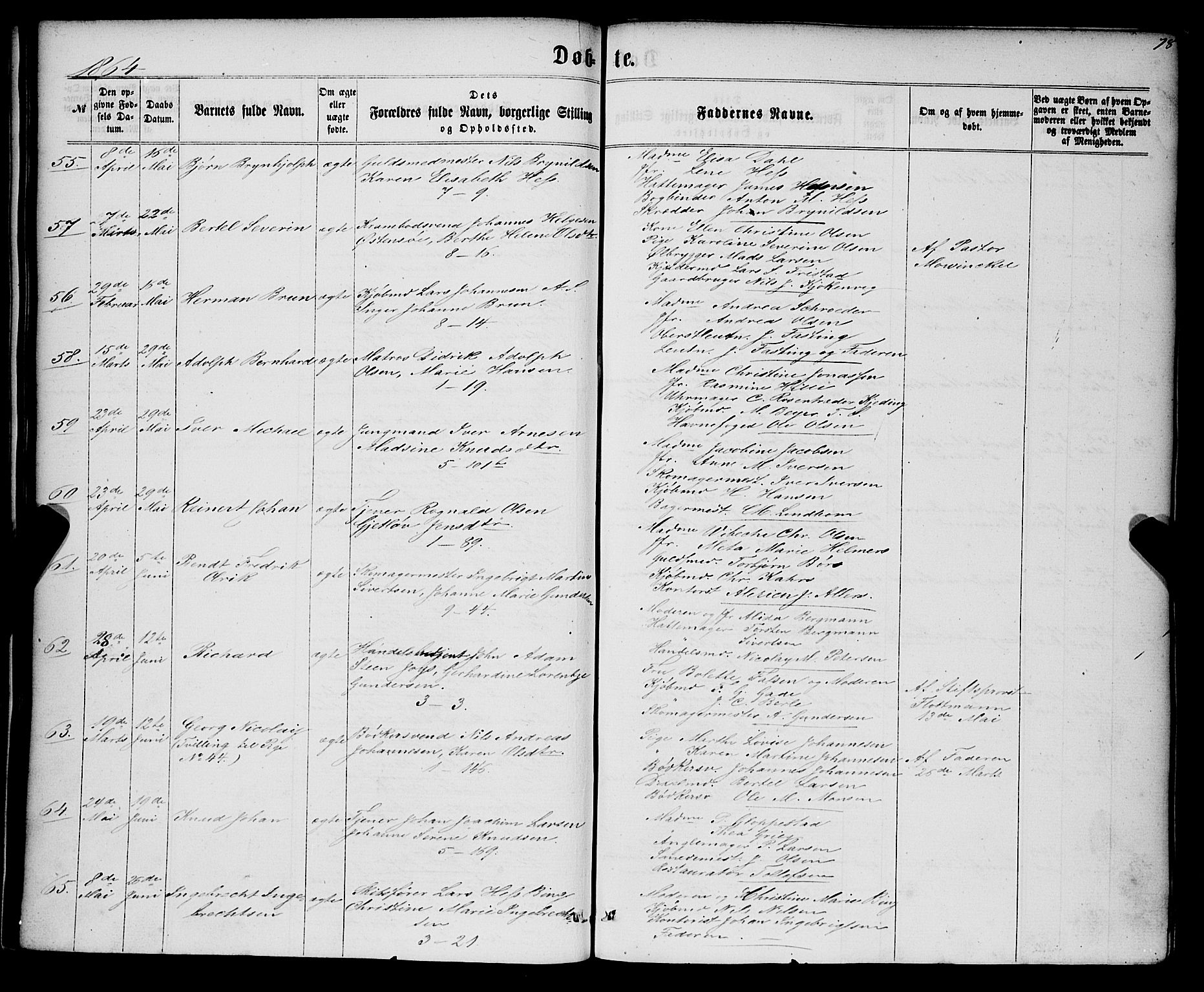 Nykirken Sokneprestembete, AV/SAB-A-77101/H/Haa/L0015: Parish register (official) no. B 2, 1858-1869, p. 78