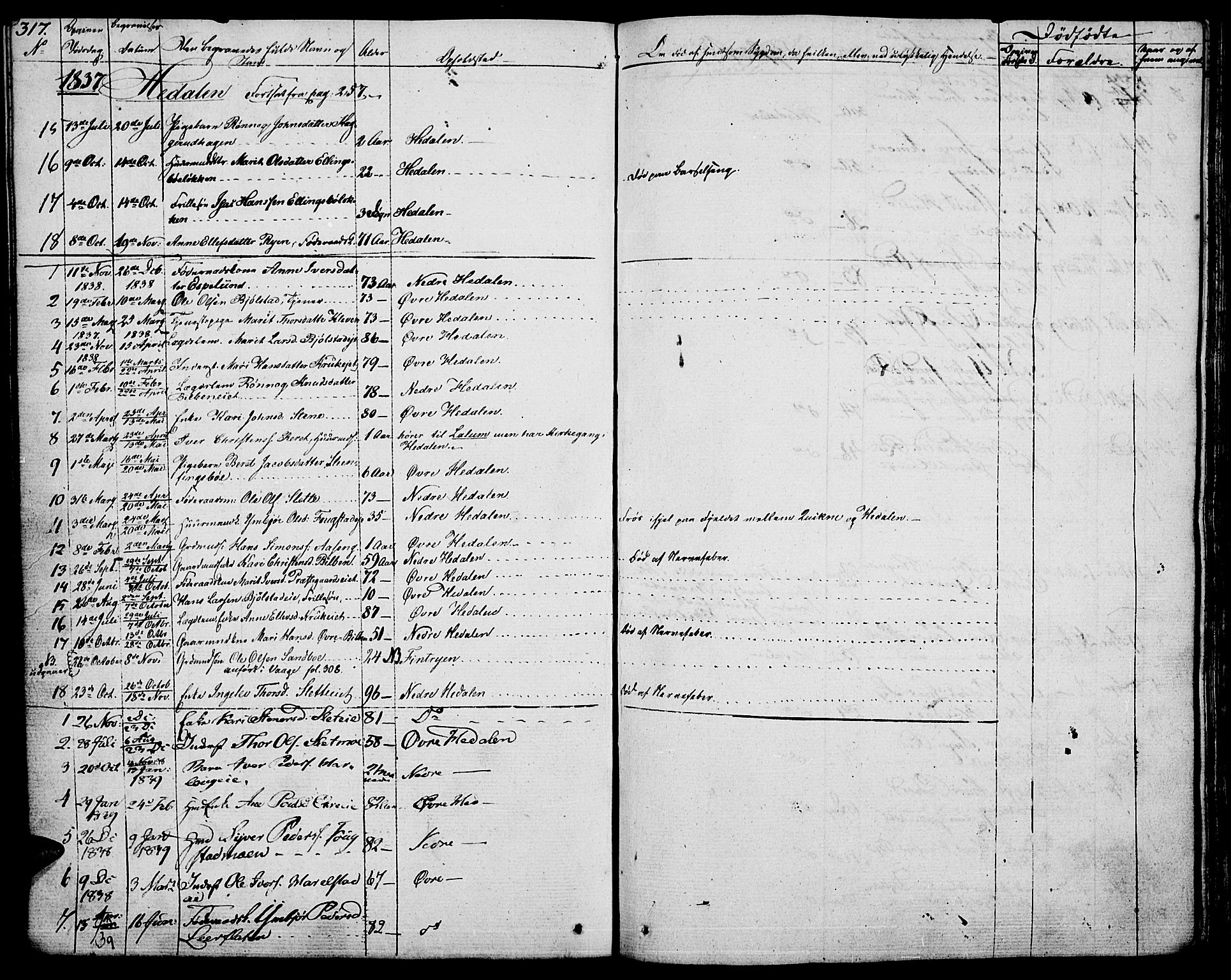 Vågå prestekontor, SAH/PREST-076/H/Ha/Haa/L0004: Parish register (official) no. 4 /2, 1834-1842, p. 317