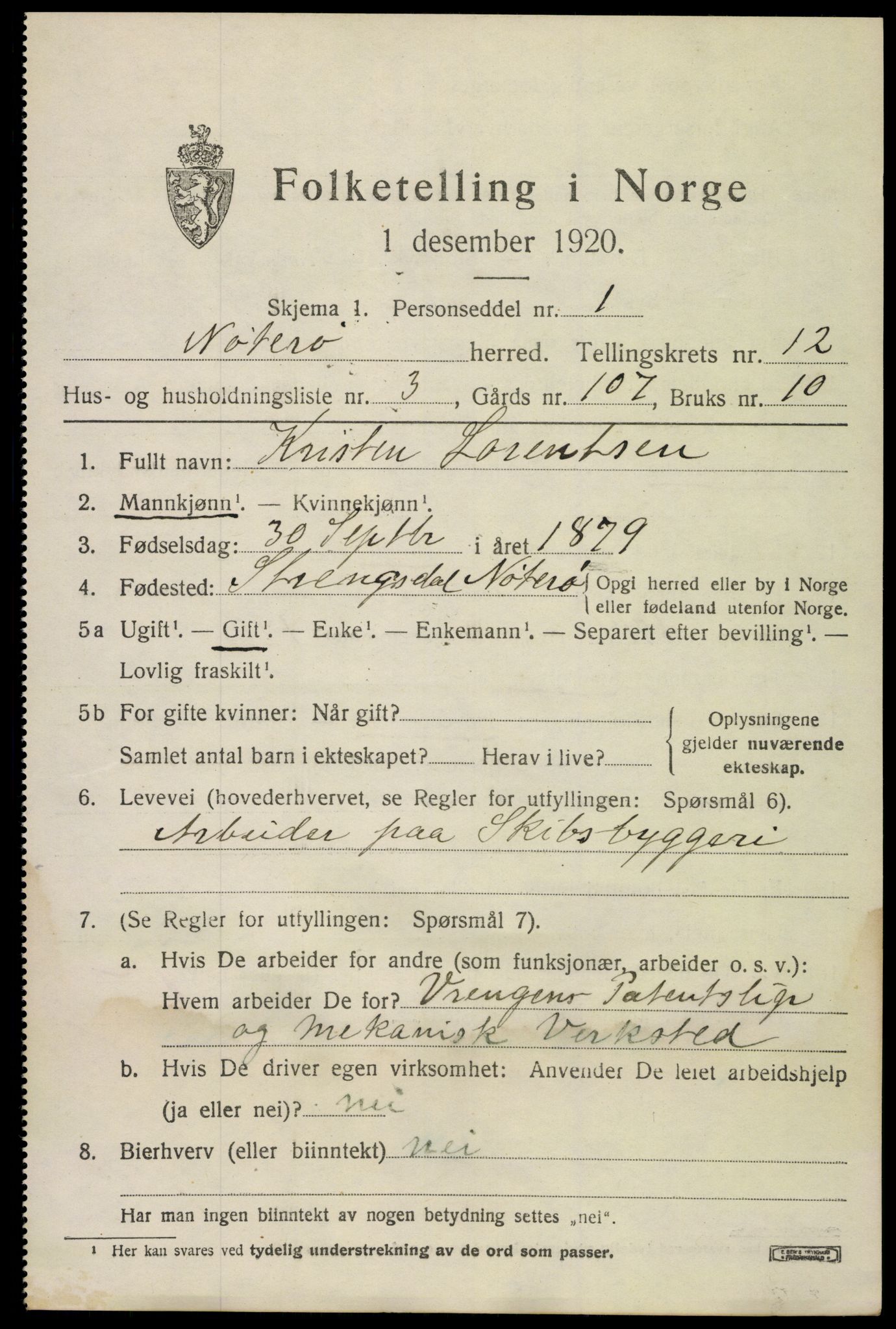 SAKO, 1920 census for Nøtterøy, 1920, p. 14749