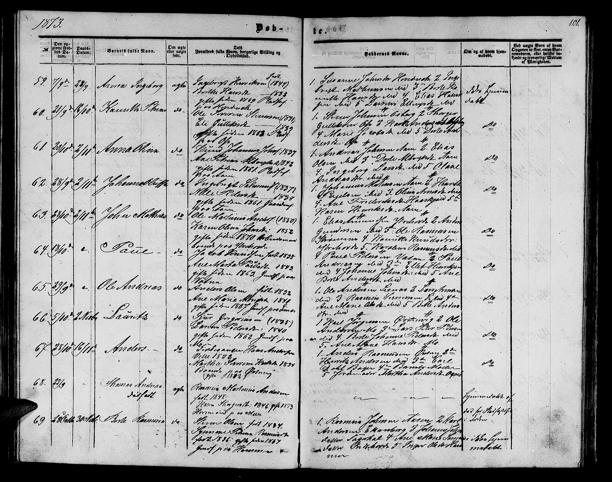 Ministerialprotokoller, klokkerbøker og fødselsregistre - Møre og Romsdal, AV/SAT-A-1454/513/L0188: Parish register (copy) no. 513C02, 1865-1882, p. 101