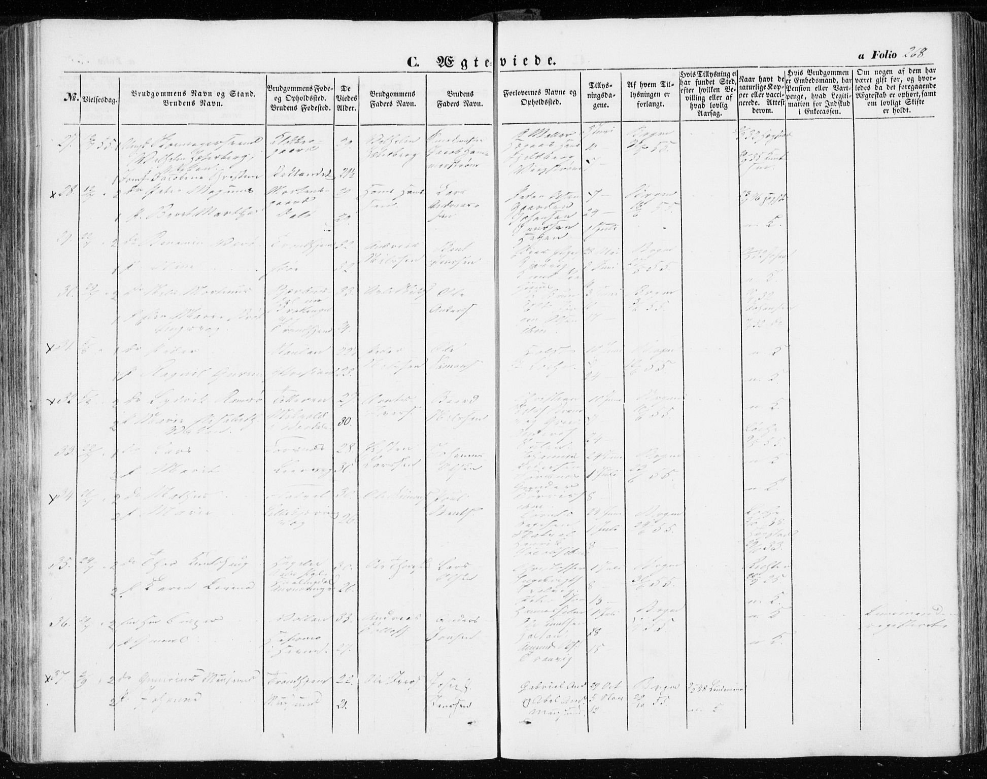 Ministerialprotokoller, klokkerbøker og fødselsregistre - Sør-Trøndelag, SAT/A-1456/634/L0530: Parish register (official) no. 634A06, 1852-1860, p. 268