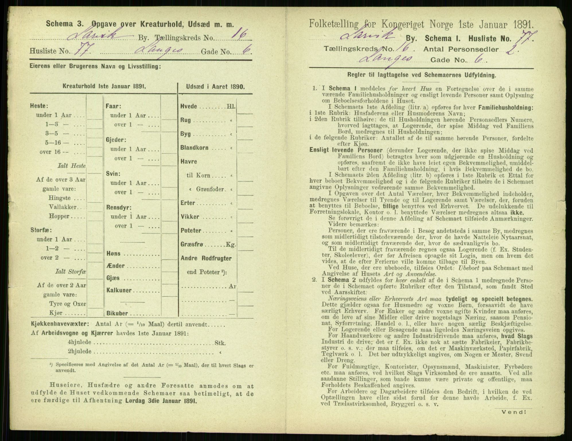 RA, 1891 census for 0707 Larvik, 1891, p. 1903