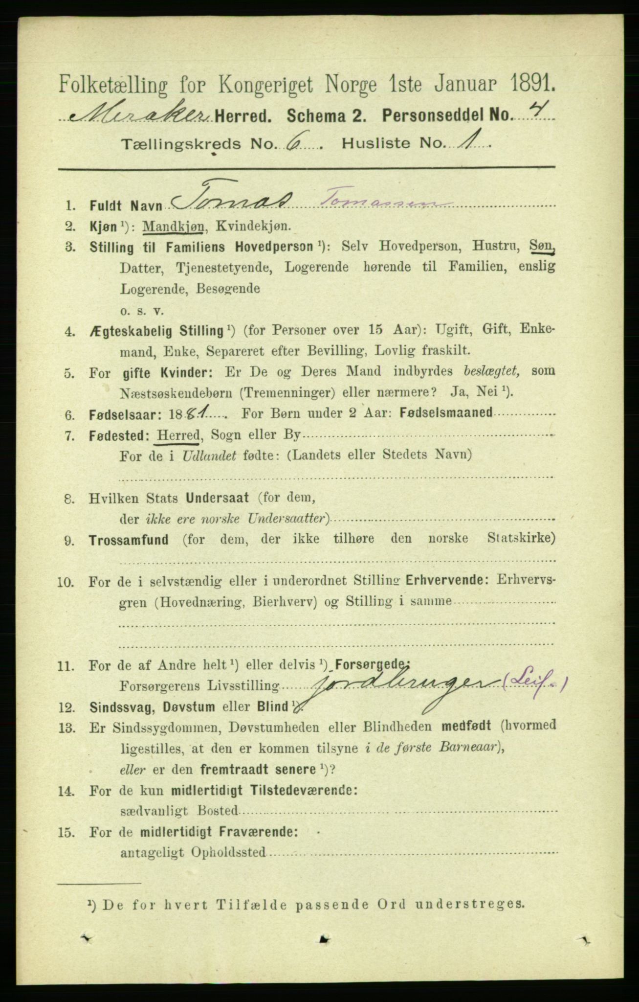 RA, 1891 census for 1711 Meråker, 1891, p. 2029
