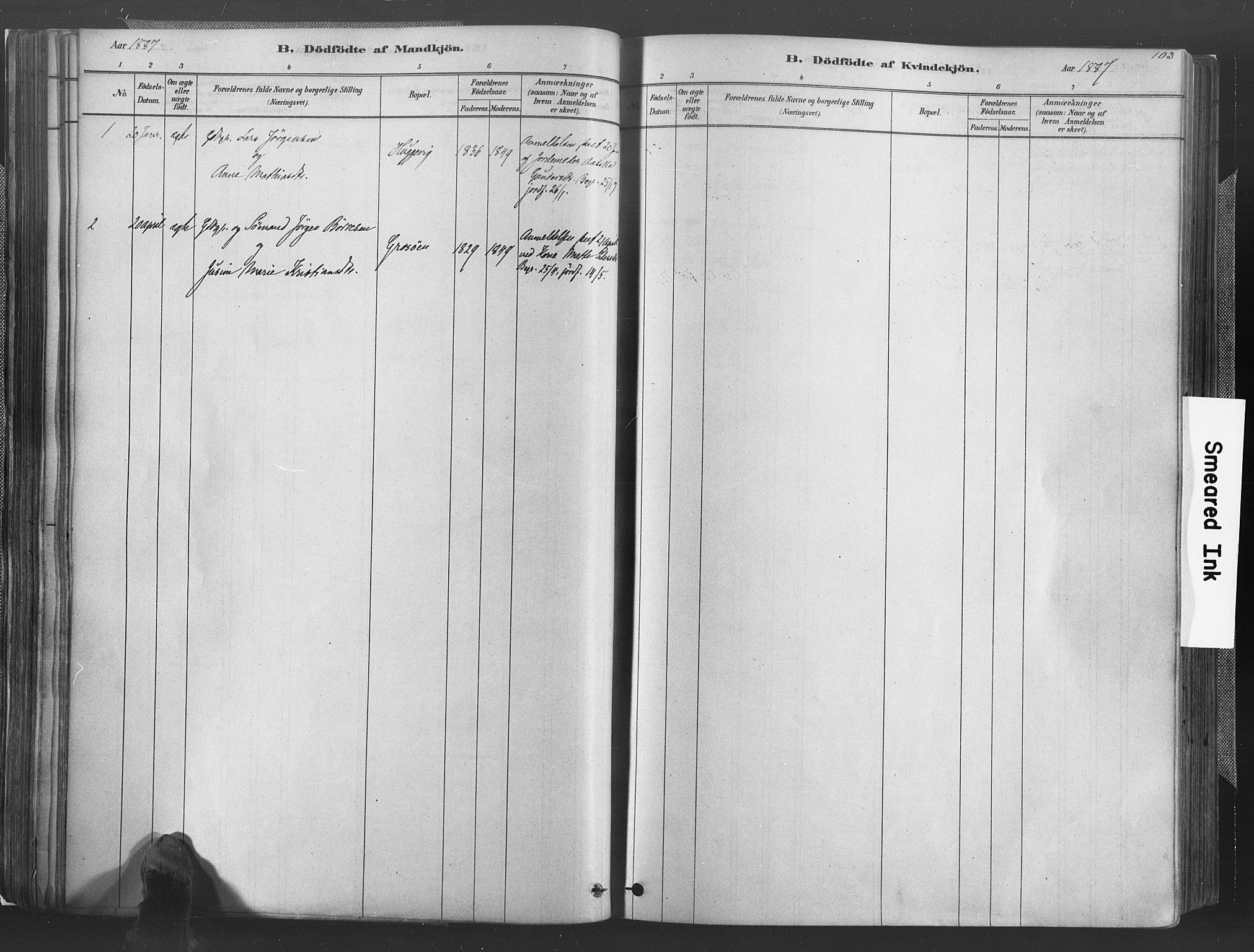 Høvåg sokneprestkontor, SAK/1111-0025/F/Fa/L0005: Parish register (official) no. A 5, 1878-1893, p. 103