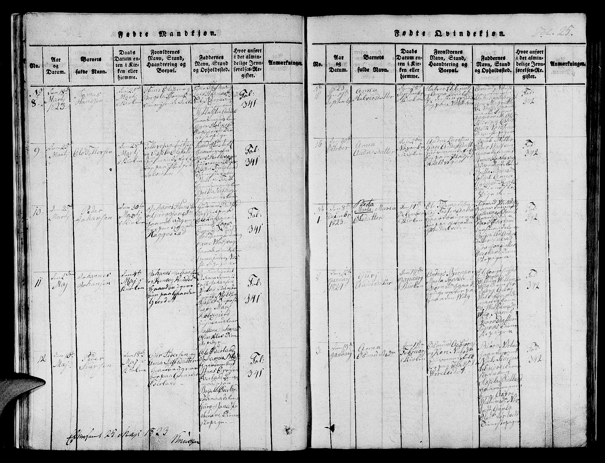 Nedstrand sokneprestkontor, AV/SAST-A-101841/01/IV: Parish register (official) no. A 6, 1816-1838, p. 25