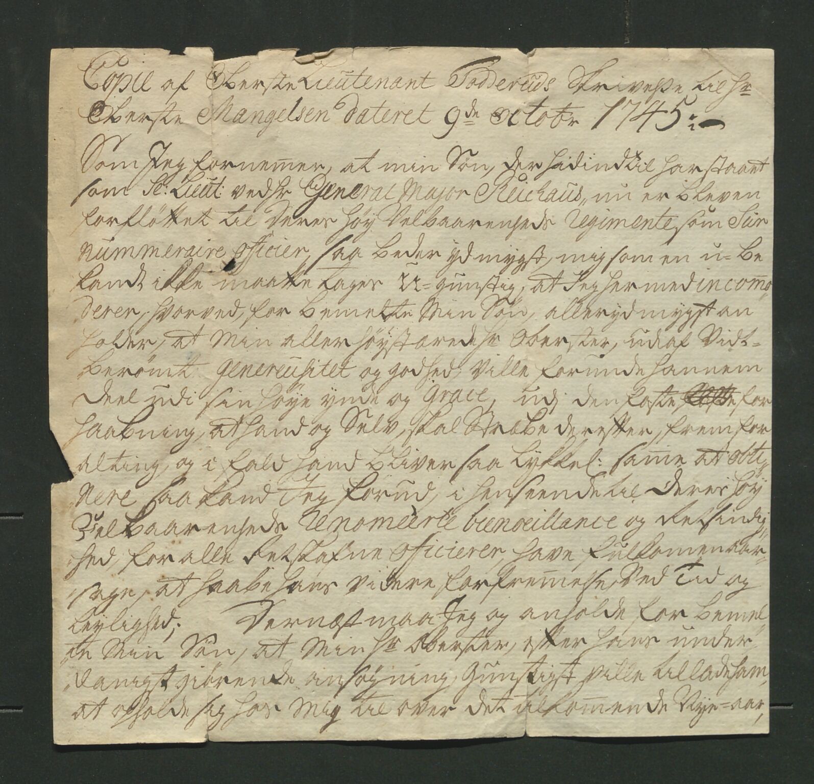 Åker i Vang, Hedmark, og familien Todderud, AV/SAH-ARK-010/J/Jc/L0001: Korrespondanse, 1706-1752, p. 134