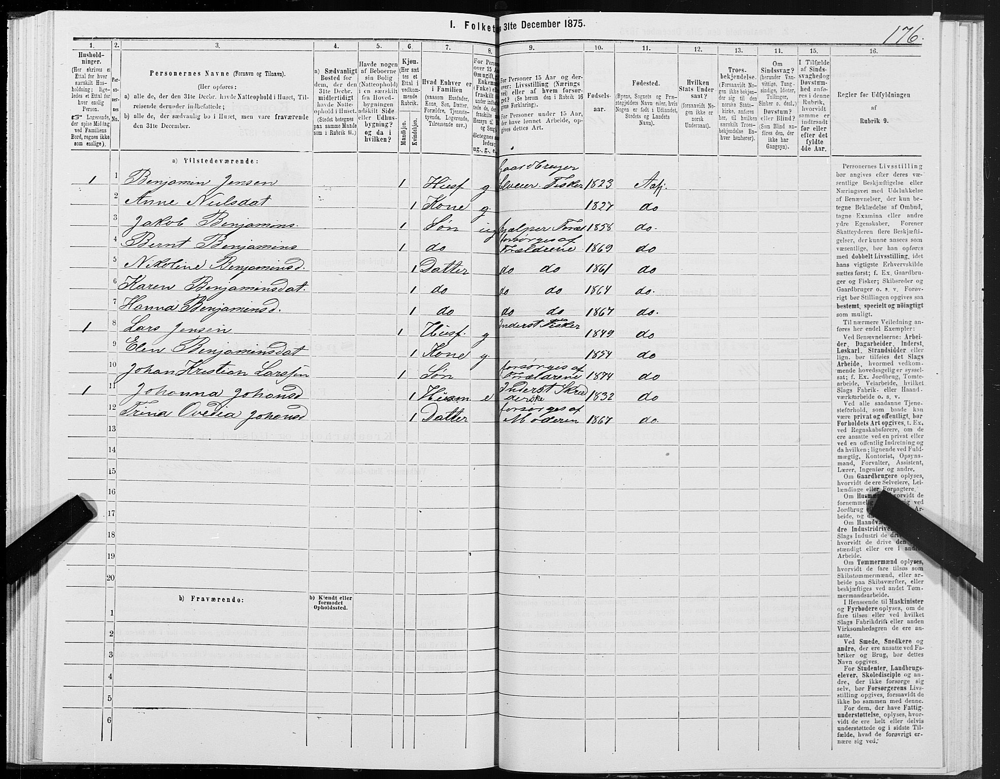 SAT, 1875 census for 1630P Aafjorden, 1875, p. 2176