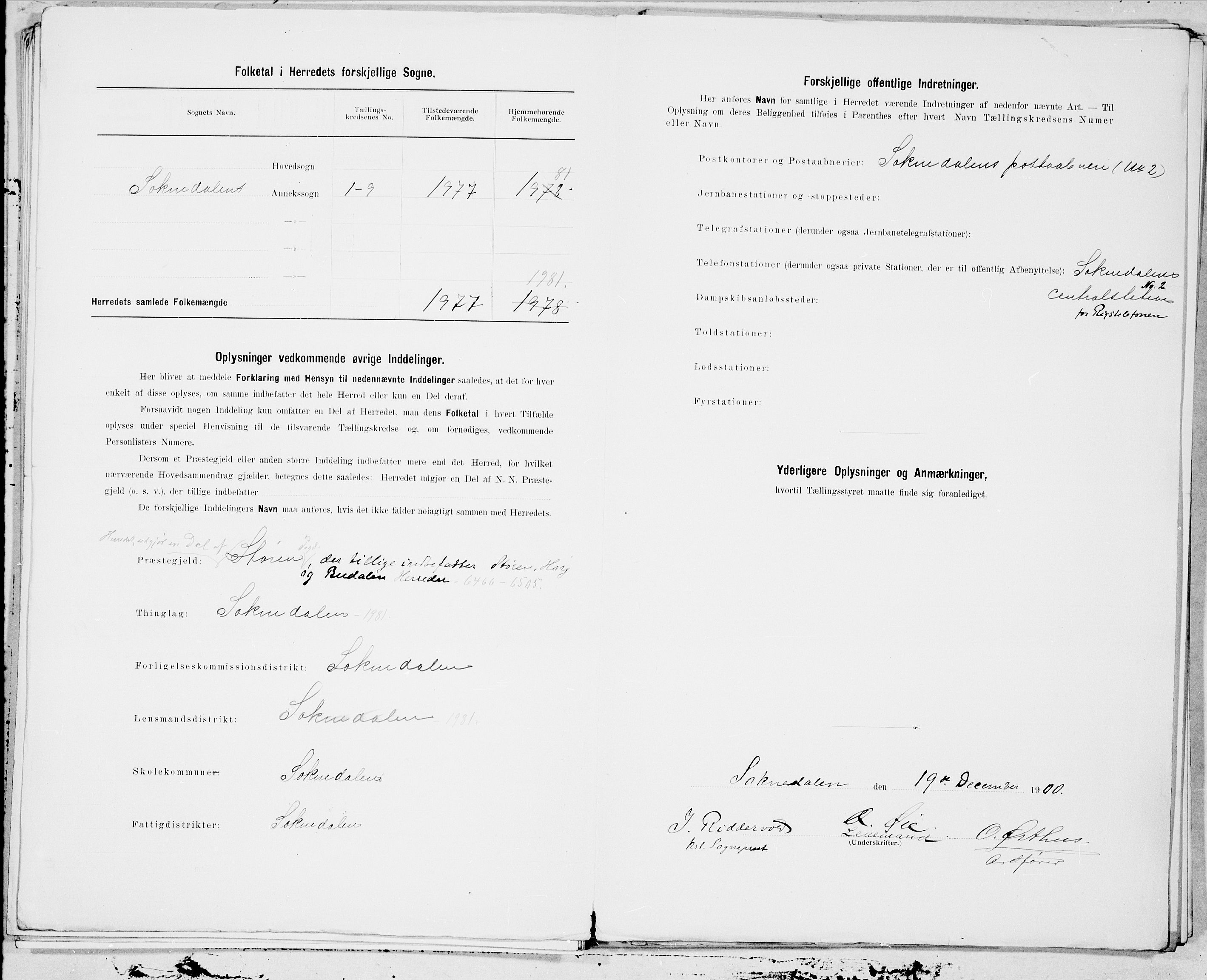 SAT, 1900 census for Soknedal, 1900, p. 22