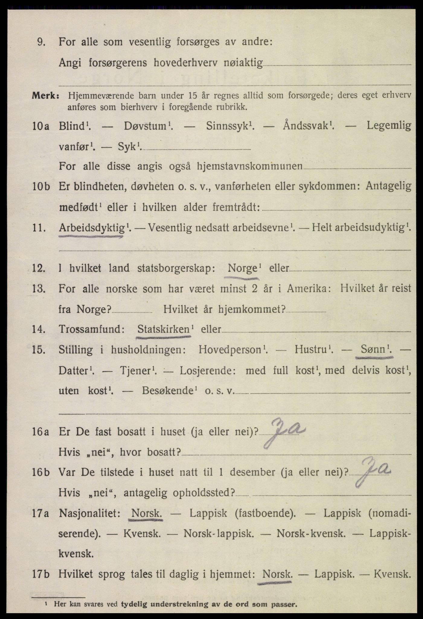 SAT, 1920 census for Verdal, 1920, p. 14834