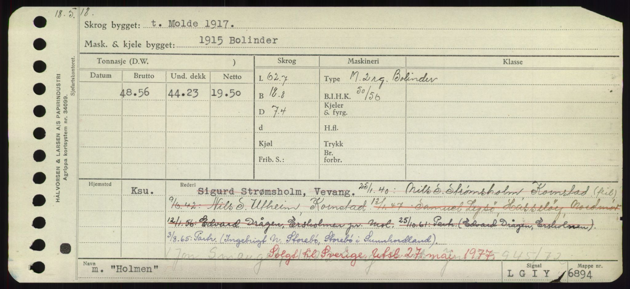 Sjøfartsdirektoratet med forløpere, Skipsmålingen, AV/RA-S-1627/H/Hd/L0017: Fartøy, Holi-Hå, p. 5