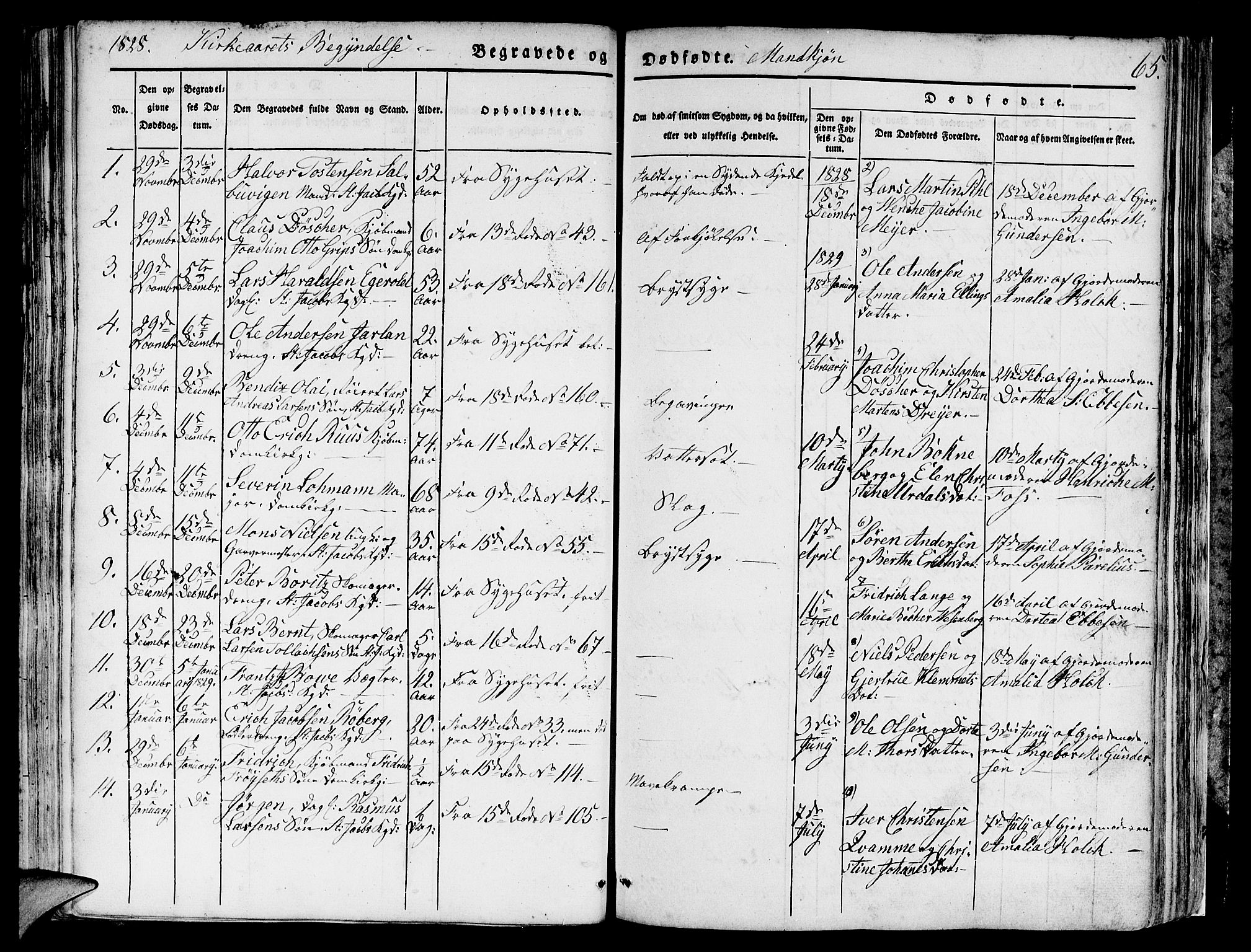Domkirken sokneprestembete, SAB/A-74801/H/Hab/L0006: Parish register (copy) no. A 6, 1827-1834, p. 65