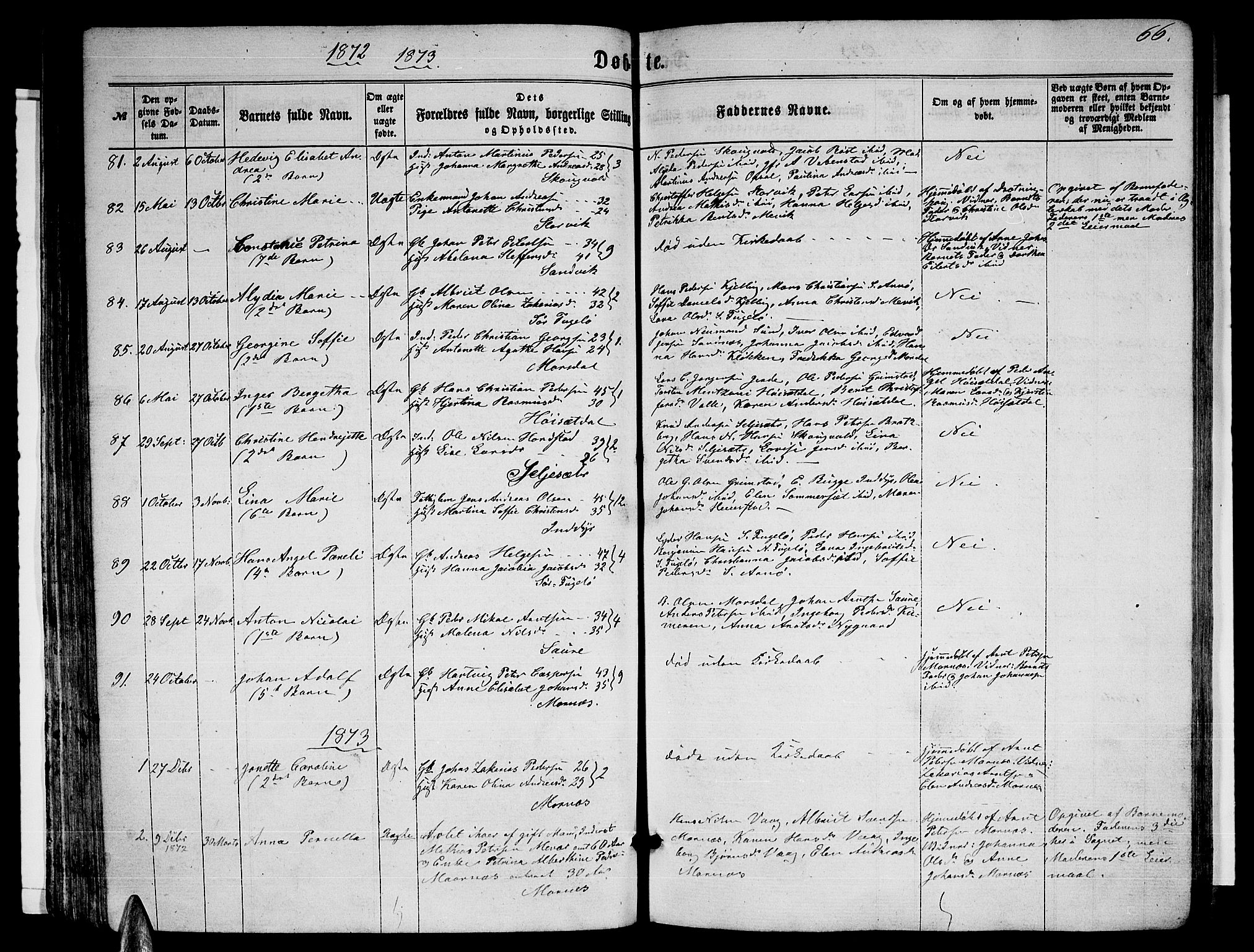 Ministerialprotokoller, klokkerbøker og fødselsregistre - Nordland, AV/SAT-A-1459/805/L0107: Parish register (copy) no. 805C03, 1862-1885, p. 66