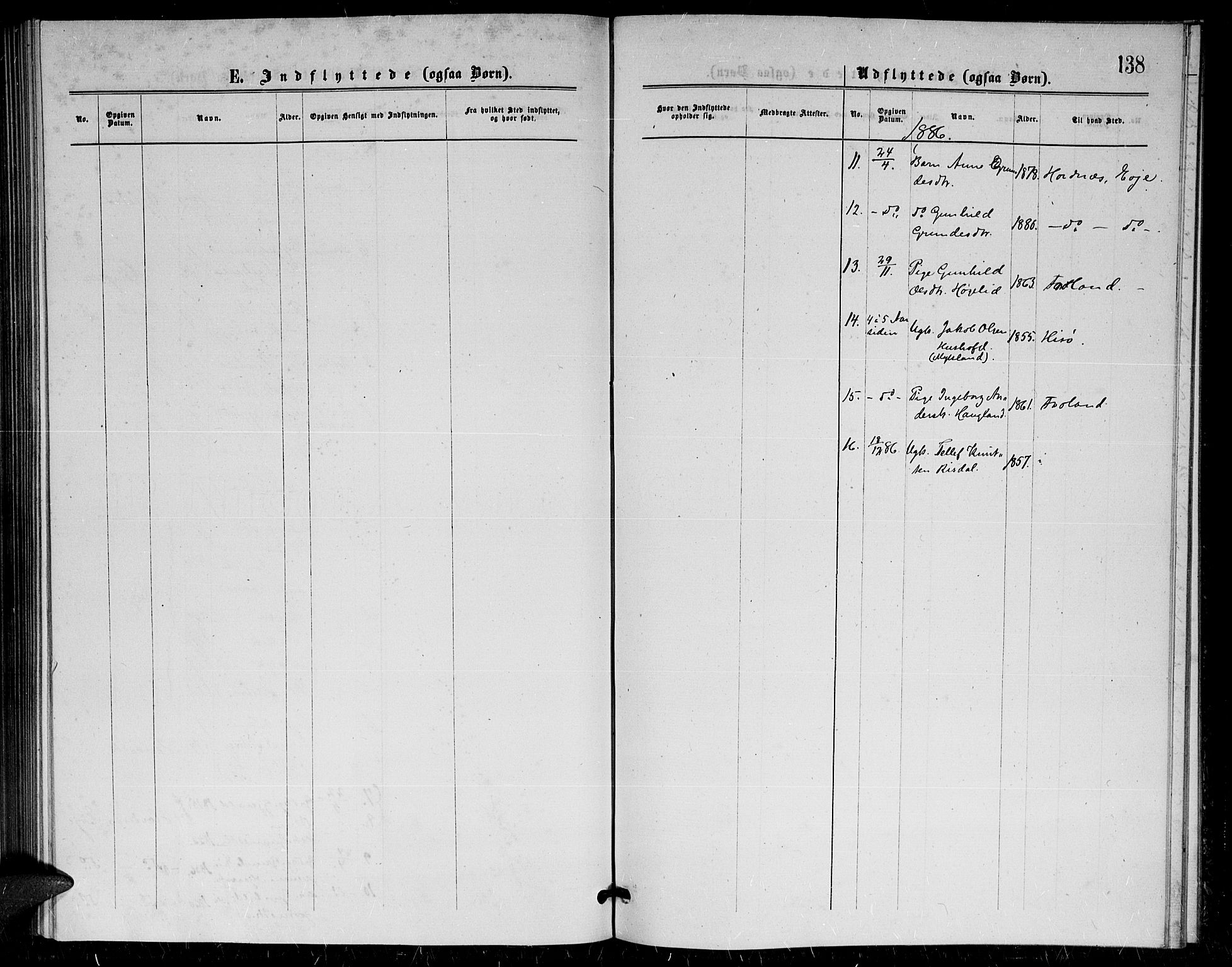 Herefoss sokneprestkontor, AV/SAK-1111-0019/F/Fa/Fac/L0001: Parish register (official) no. A 1, 1871-1886, p. 138