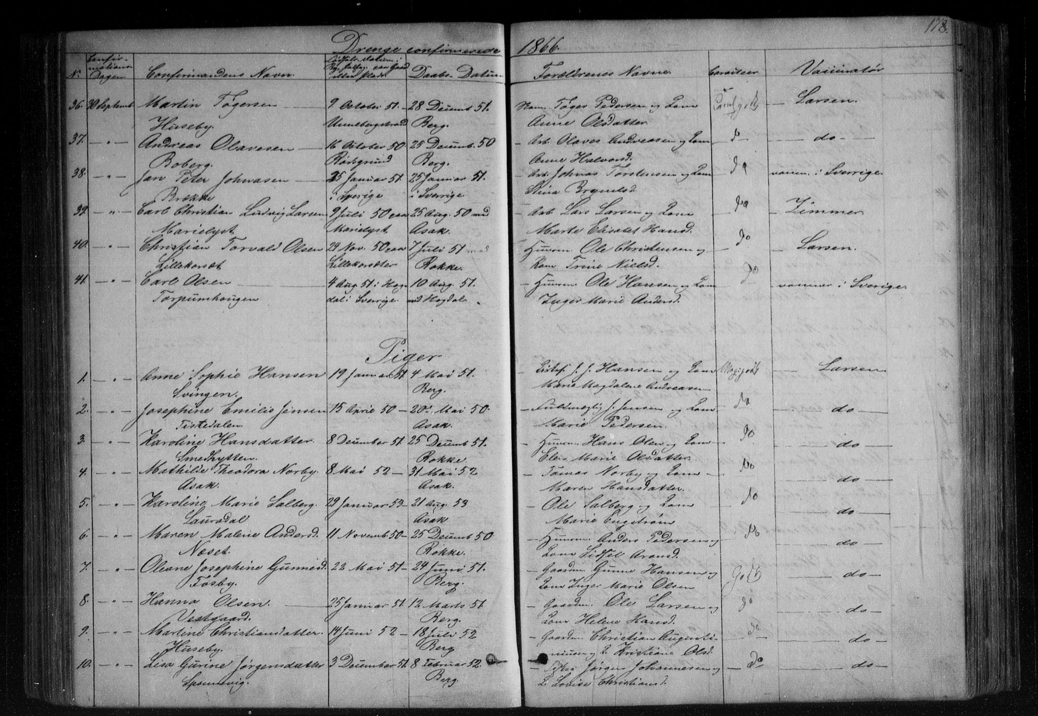 Berg prestekontor Kirkebøker, SAO/A-10902/F/Fa/L0005: Parish register (official) no. I 5, 1861-1877, p. 178