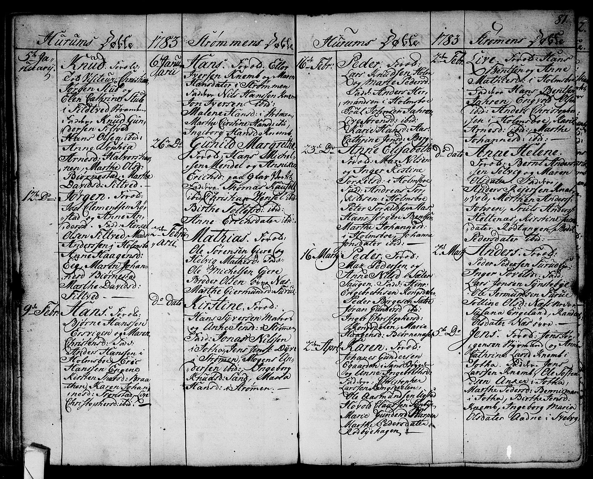 Hurum kirkebøker, SAKO/A-229/F/Fa/L0007: Parish register (official) no. 7, 1771-1810, p. 81