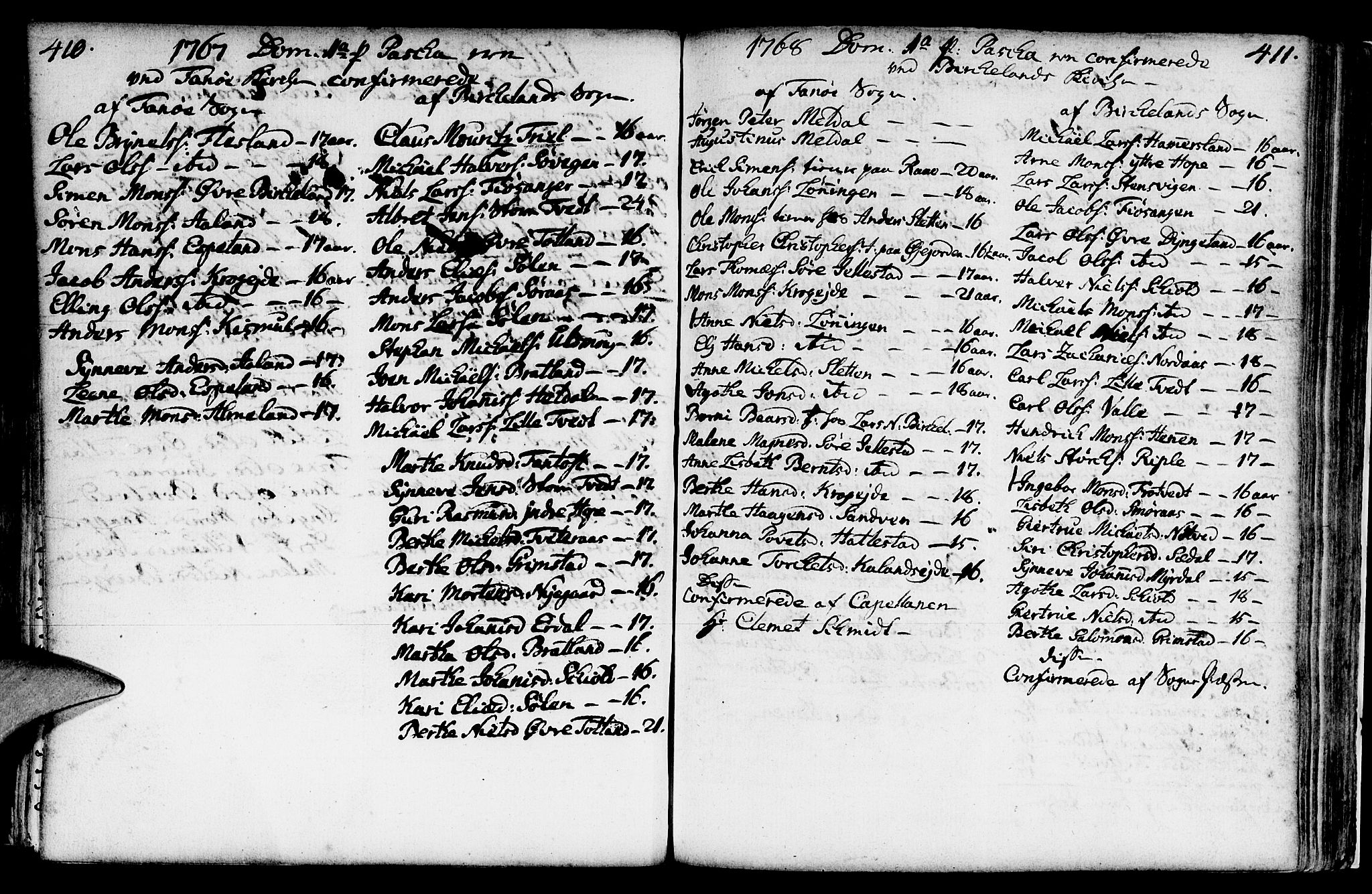 Fana Sokneprestembete, AV/SAB-A-75101/H/Haa/Haaa/L0004: Parish register (official) no. A 4, 1757-1774, p. 410-411