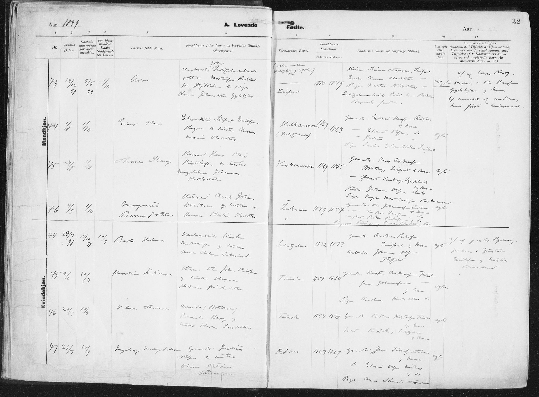 Ministerialprotokoller, klokkerbøker og fødselsregistre - Nordland, AV/SAT-A-1459/849/L0696: Parish register (official) no. 849A08, 1898-1910, p. 32