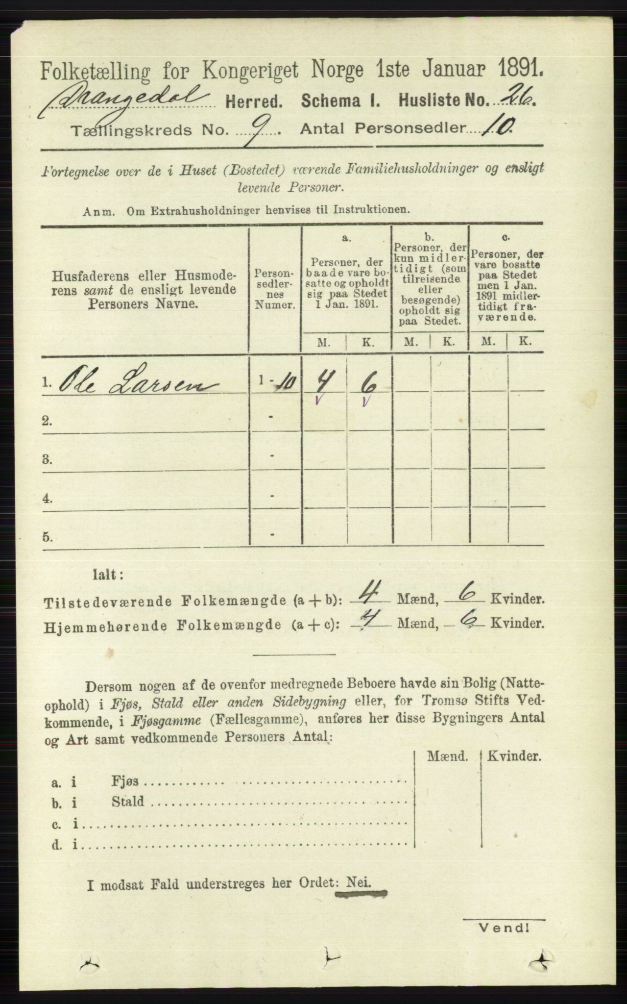 RA, 1891 census for 0817 Drangedal, 1891, p. 3116