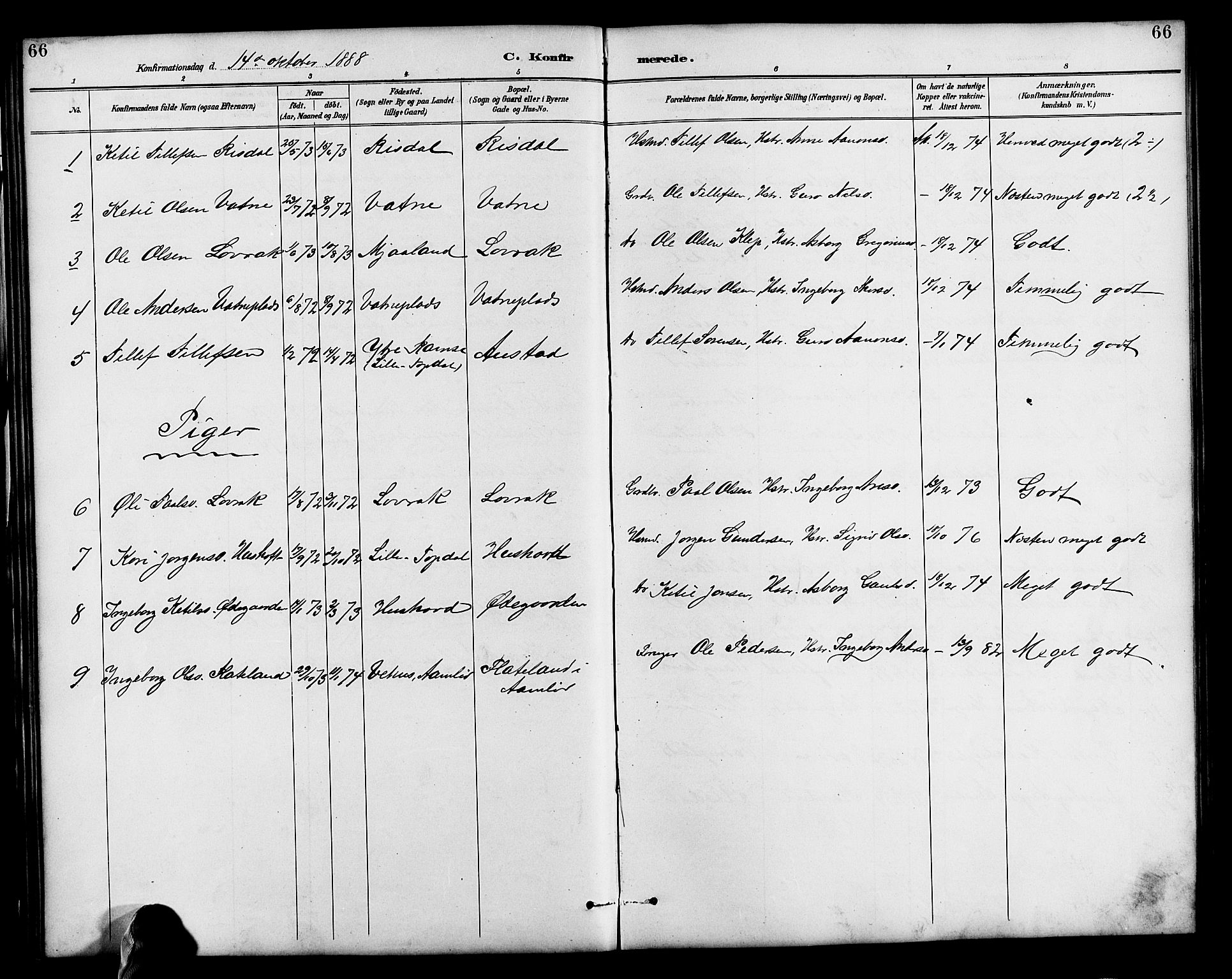 Herefoss sokneprestkontor, AV/SAK-1111-0019/F/Fb/Fbc/L0003: Parish register (copy) no. B 3, 1887-1915, p. 66